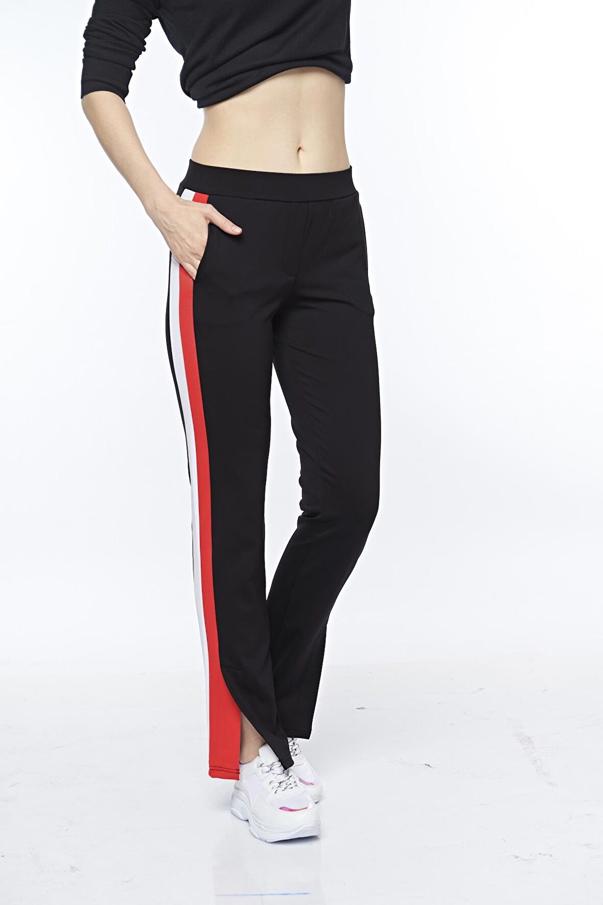 Kadın Çi̇ft Taraflı Yan Çi̇zgi̇ Yırtmaçlı Detaylı Likralı Esofman Altı - 4913