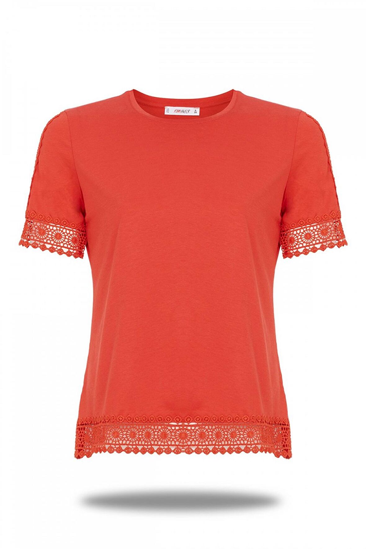 Kadın Pamuklu Modal Kısa Kollu Üst Comfort Fi̇t Güpürlü Tişört - 2416