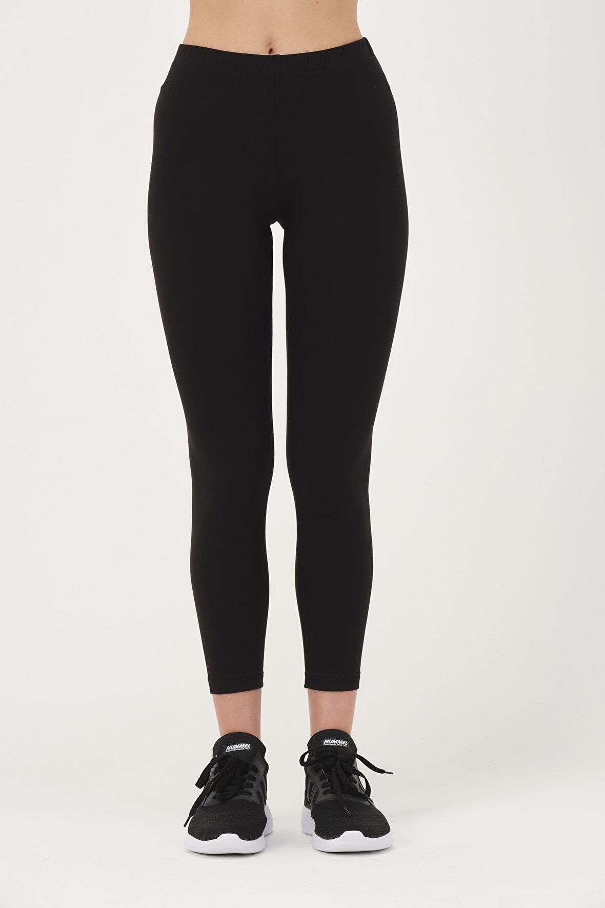 Kadın Pamuklu Modal Bilek Boy Orta Yüksek Bel Siyah Tayt - 4011 - 4060