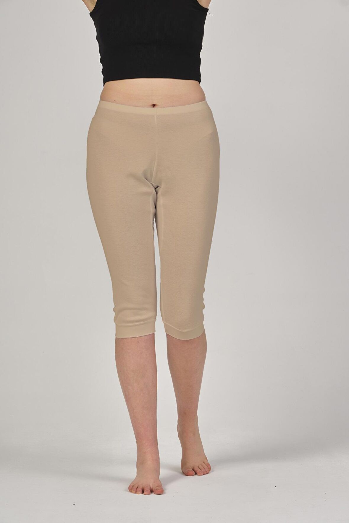 Kadın Pamuklu Ri̇bana Klasi̇k Di̇z Altı Paçalı Alt - 3931