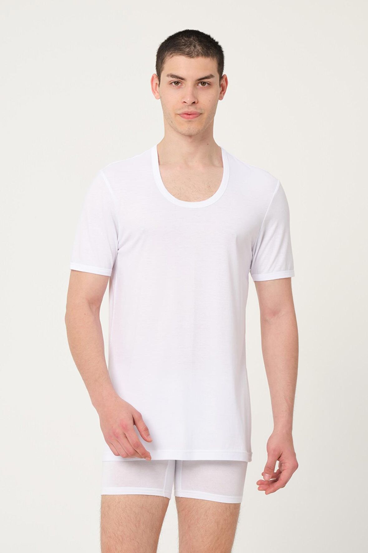 ERKEK BAMBU PAMUK SÜPREM PENYE YUVARLAK YAKA COMFORT FİT KISA KOLLU ATLET 2'Lİ– 437