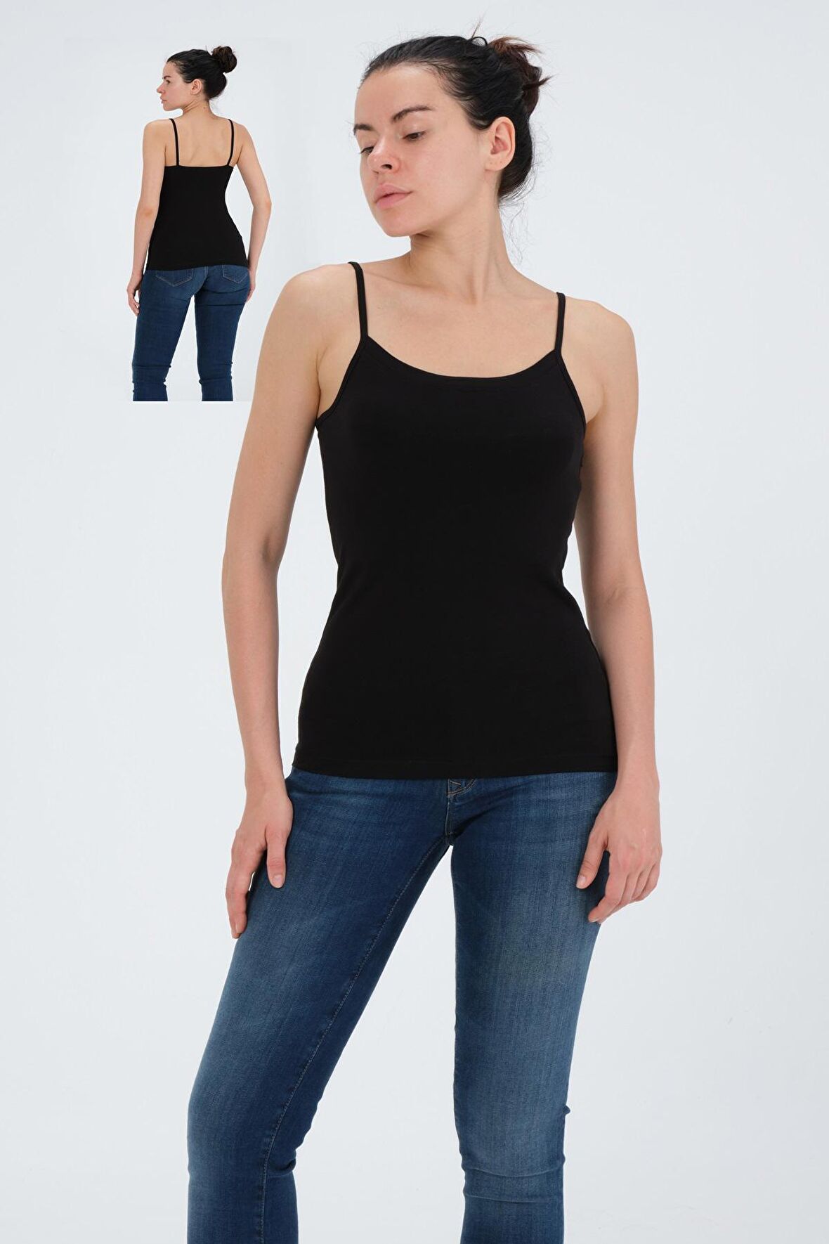 Kadın Pamuklu İp Askılı Basi̇c Top Li̇kralı Üst - 2294