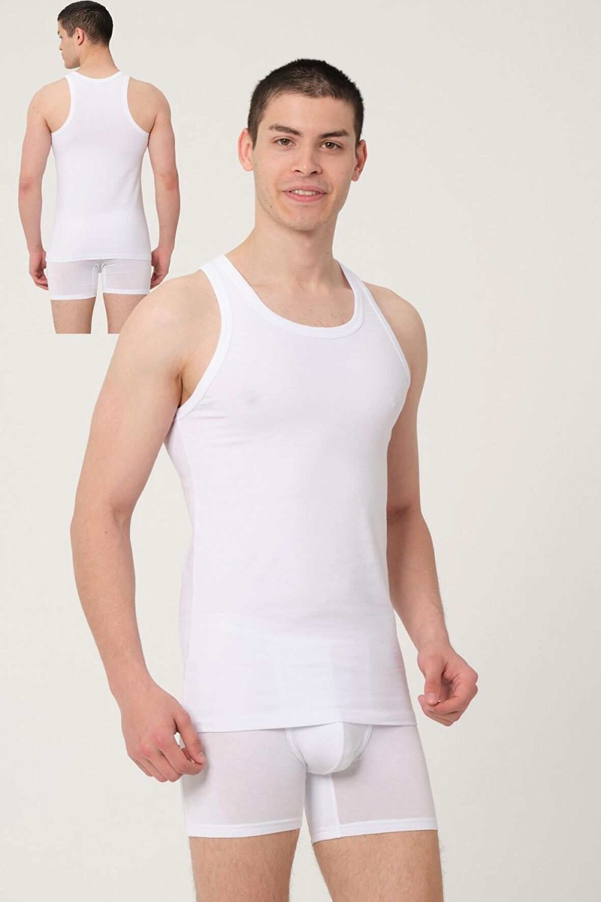 ERKEK PAMUKLU SÜPREM PENYE SLİM FİT  HALTER YAKA SPORCU LİKRALI ATLET -1003