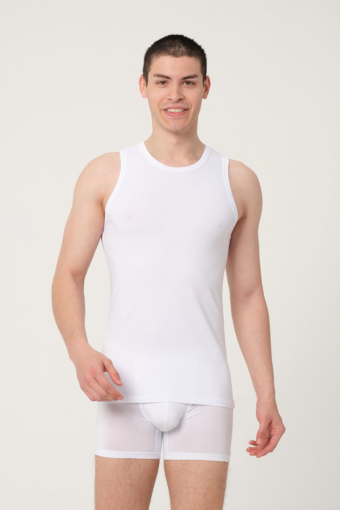 ERKEK PAMUKLU SÜPREM PENYE SLİM FİT BİSKLET YAKA KOLSUZ LİKRALI ATLET 2'Lİ -1016