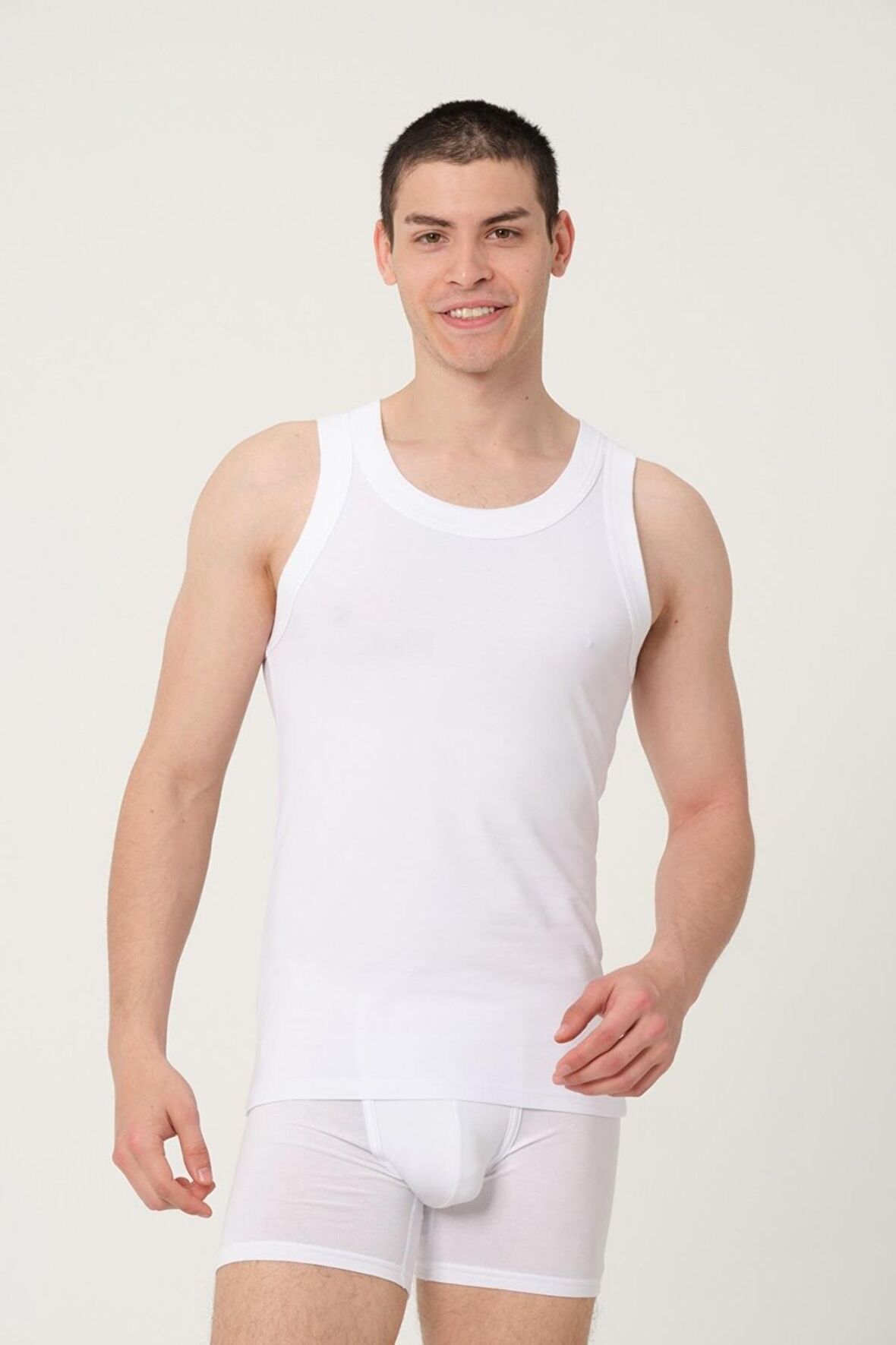 ERKEK PAMUKLU SÜPREM PENYE SLİM FİT ATLET KOLSUZ LİKRALI ÜST 2'Lİ -1023