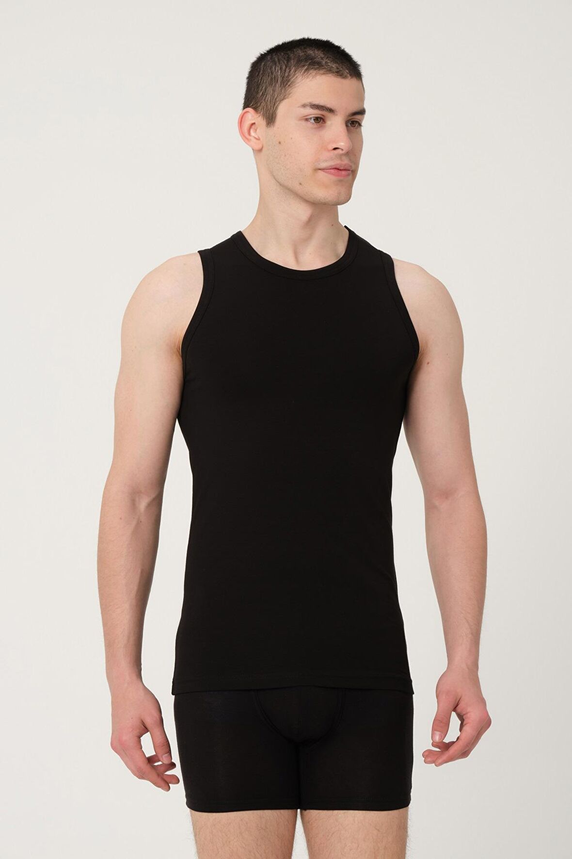 ERKEK PAMUKLU SÜPREM PENYE SLİM FİT BİSKLET YAKA KOLSUZ LİKRALI ATLET -1016