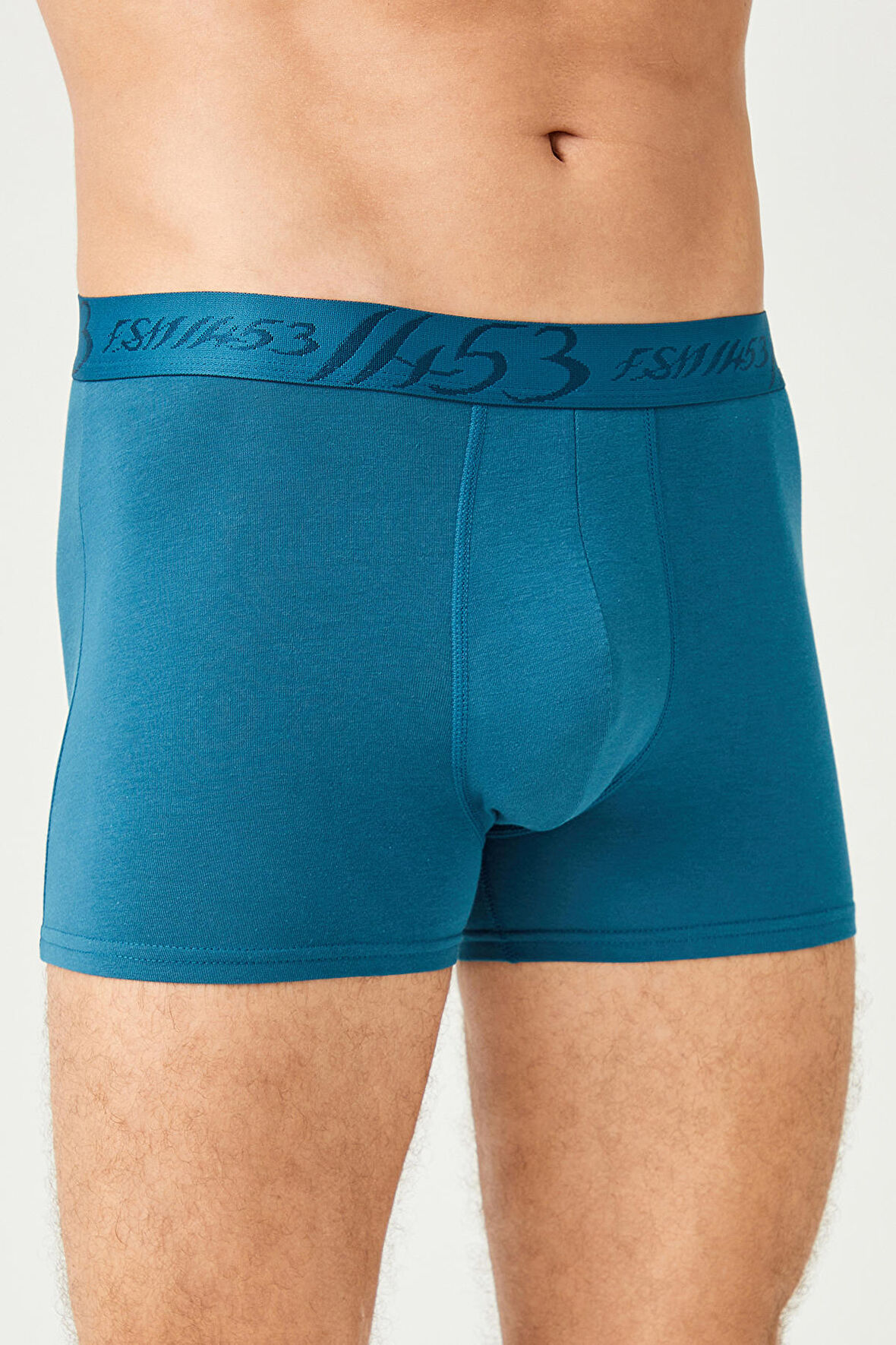 ERKEK PAMUKLU SÜPREM PENYE SLİM FİT İNCE LASTİKLİ LİKRALI BOXER TEAL 2'Lİ -1178