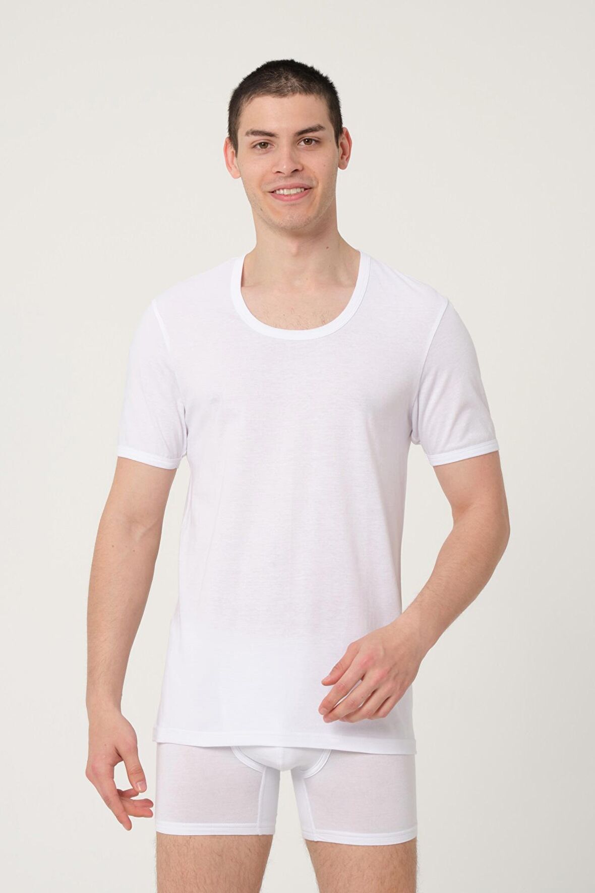 ERKEK PAMUKLU SÜPER İNCE SÜPREM PENYE YÜVARLAK YAKA COMFORT FİT KISA KOLLU ATLET 2'Lİ – 387