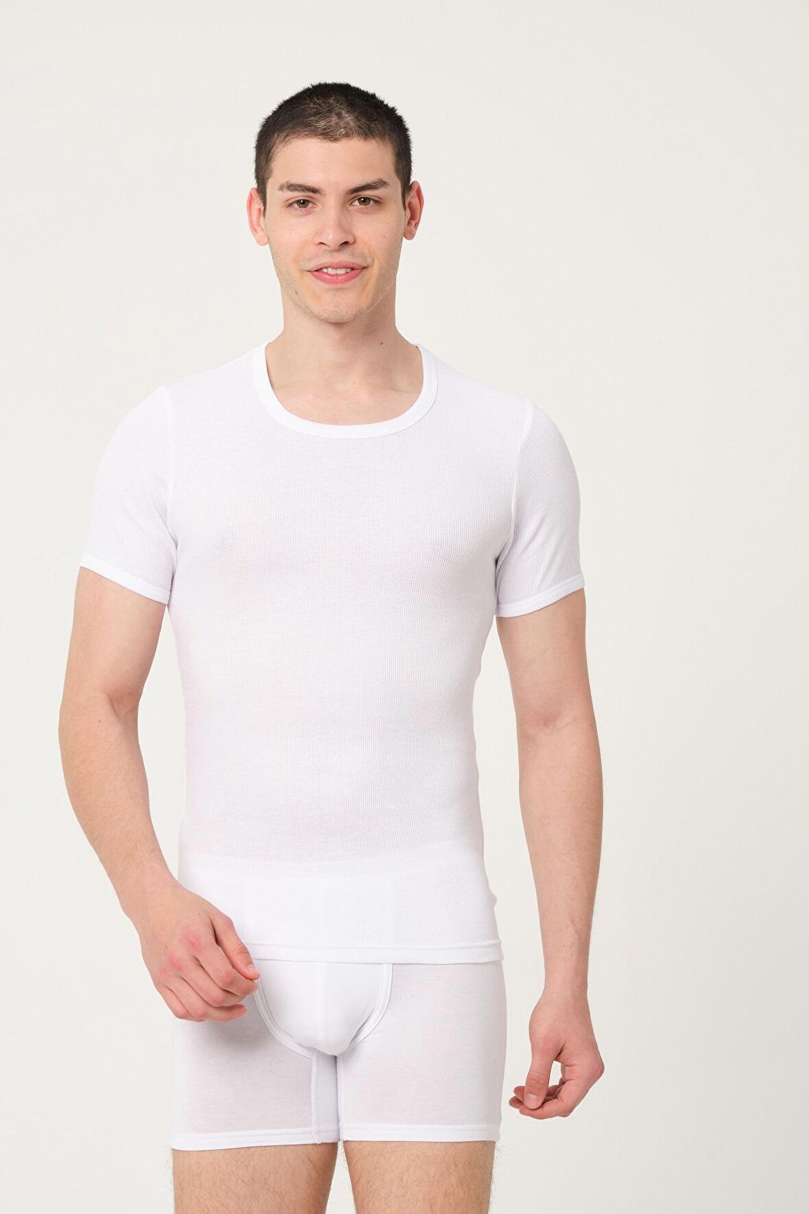 Erkek Pamuklu İnce Kaşkorse Kısa Kollu Atlet 2'Lİ - 496