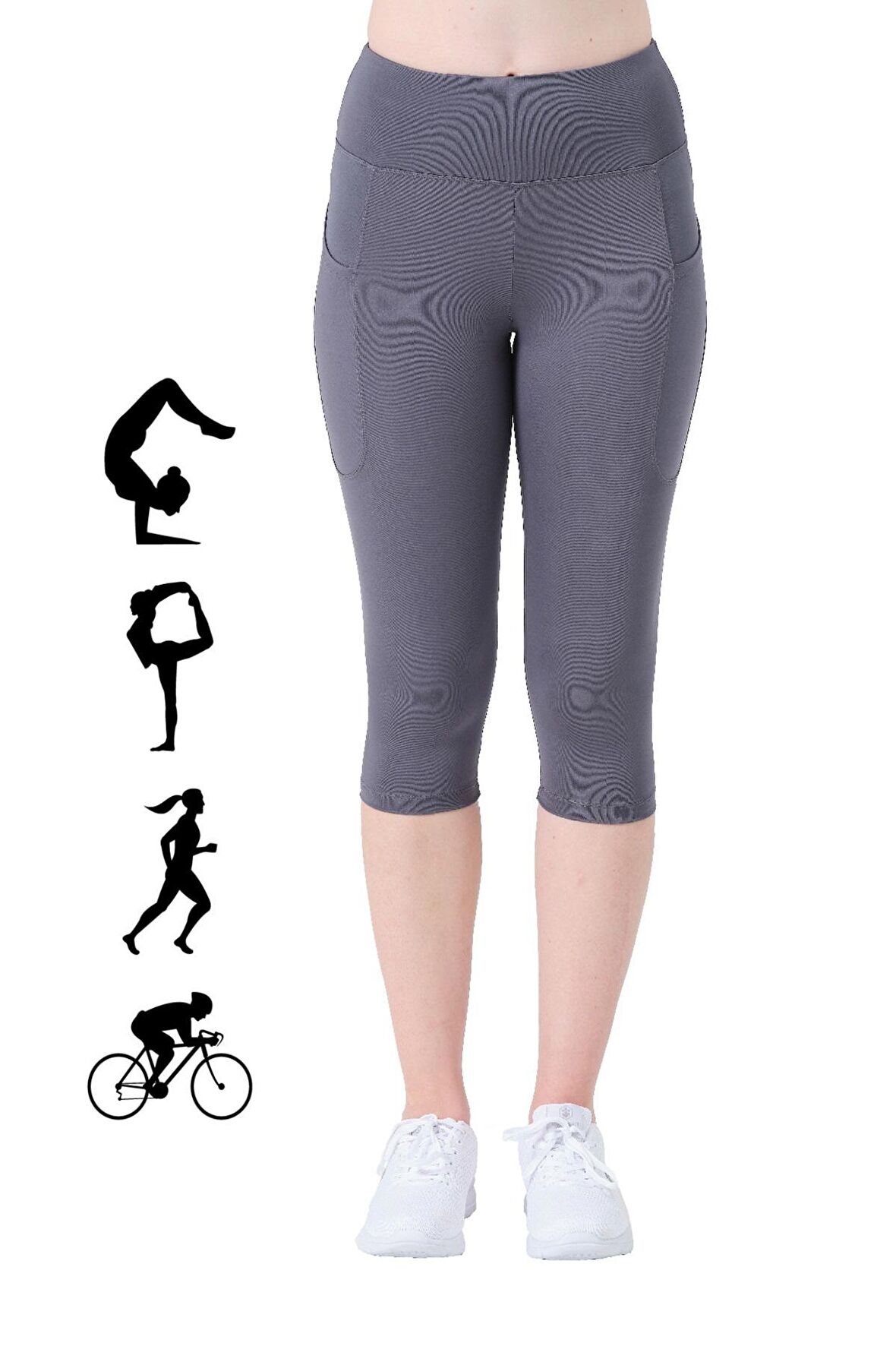 Kadın Cepli Sporcu Diz Altı Boy Likralı Tayt – 4093