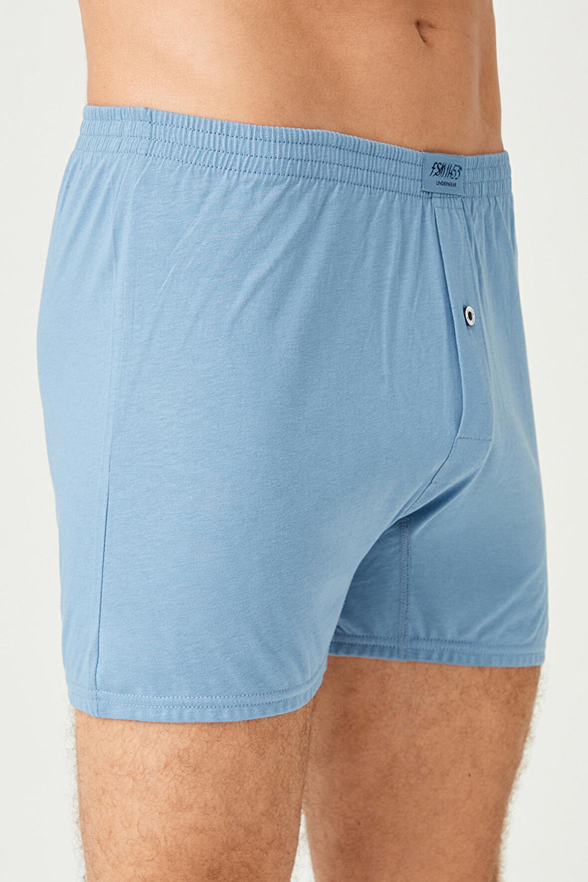 Erkek Pamuklu Klasi̇k Paçali Renkli̇ Boxer Göl Mavi 6'LI - 620