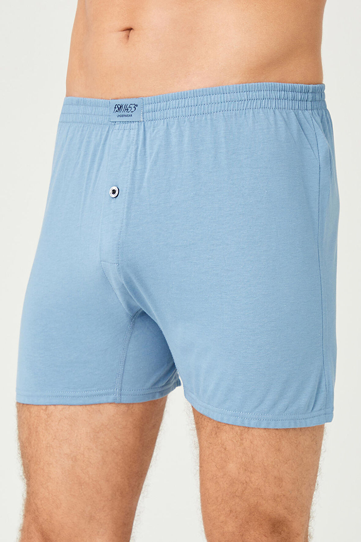 Erkek Pamuklu Klasi̇k Paçali Renkli̇ Boxer Göl Mavi - 620