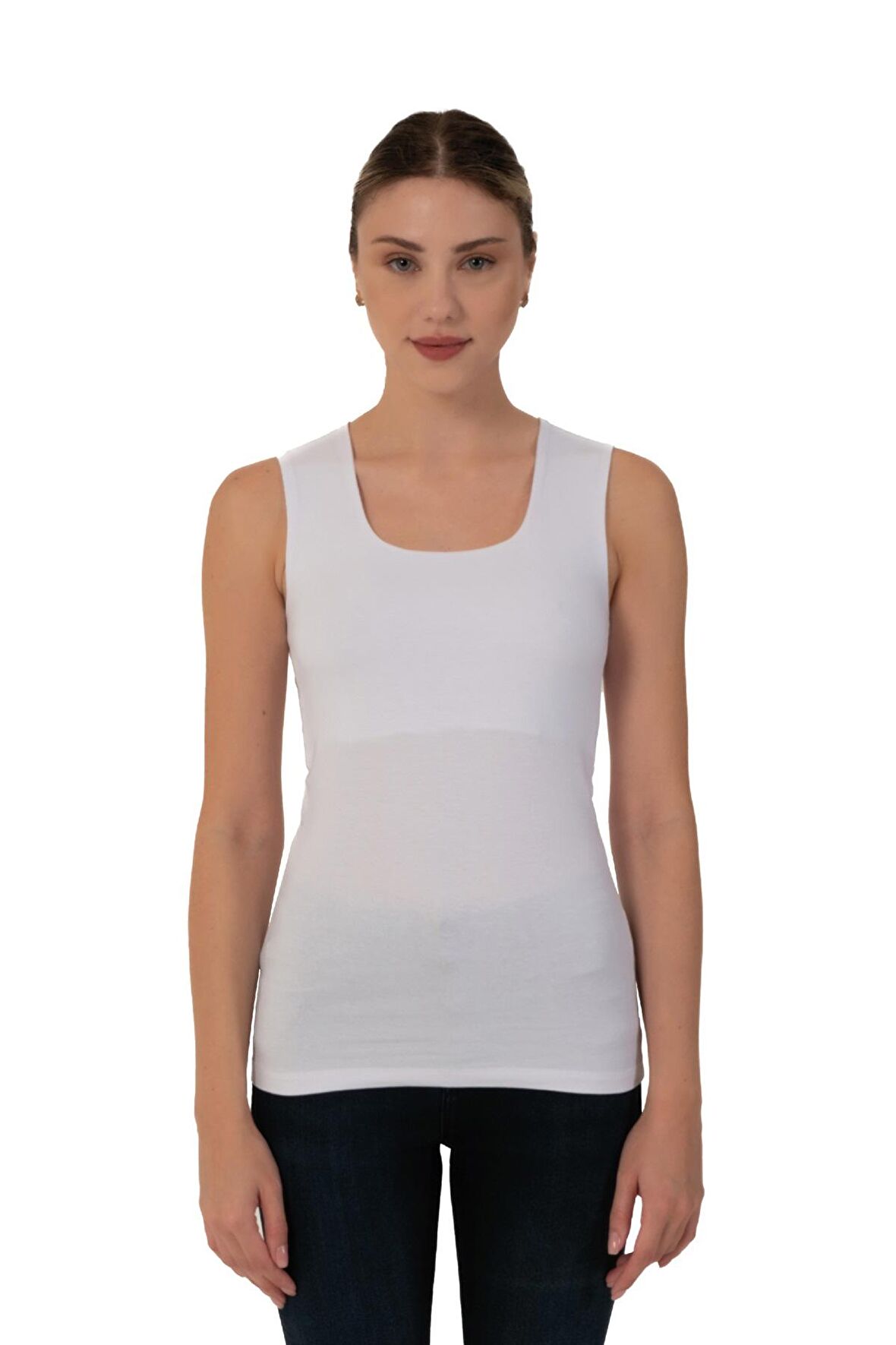 Kadın Pamuklu Günlük Geniş Askılı Likralı Üst 6'LI - 2371