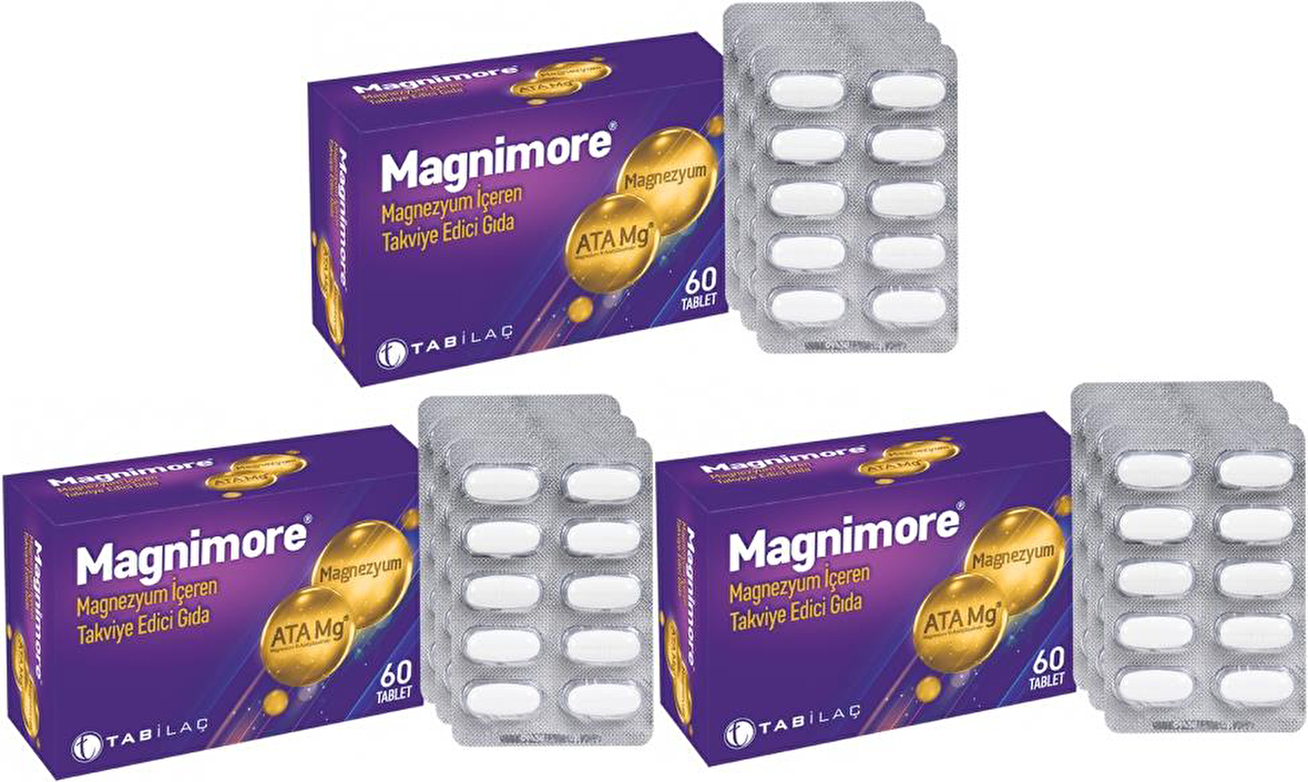 Tab Magnimore Magnezyum 60 Tablet x 3 Adet