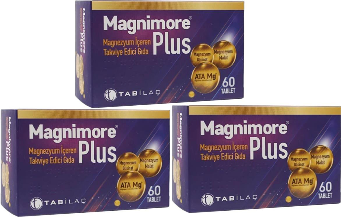 Tab Magnimore Plus Magnezyum İçeren Takviye Edici Gıda 60 Kapsül x 3 Adet