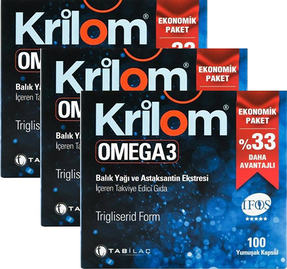 Tab Krilom Omega 3 Balık Yağı 100 Kapsül x 3 Adet