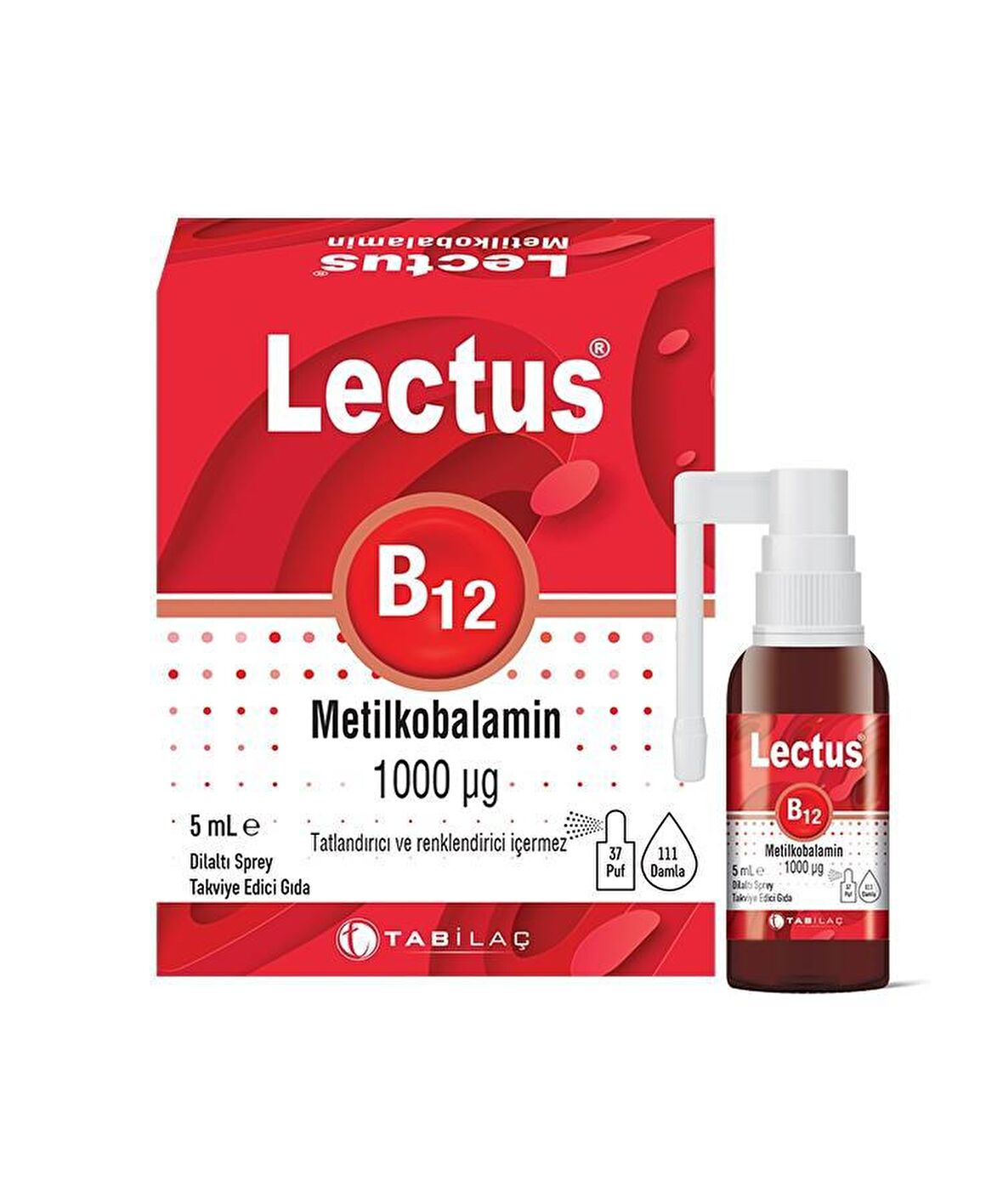 Lectus B12 Metilkobalamin Dilaltı Sprey 1000 mcg 5 ml'lik şişe