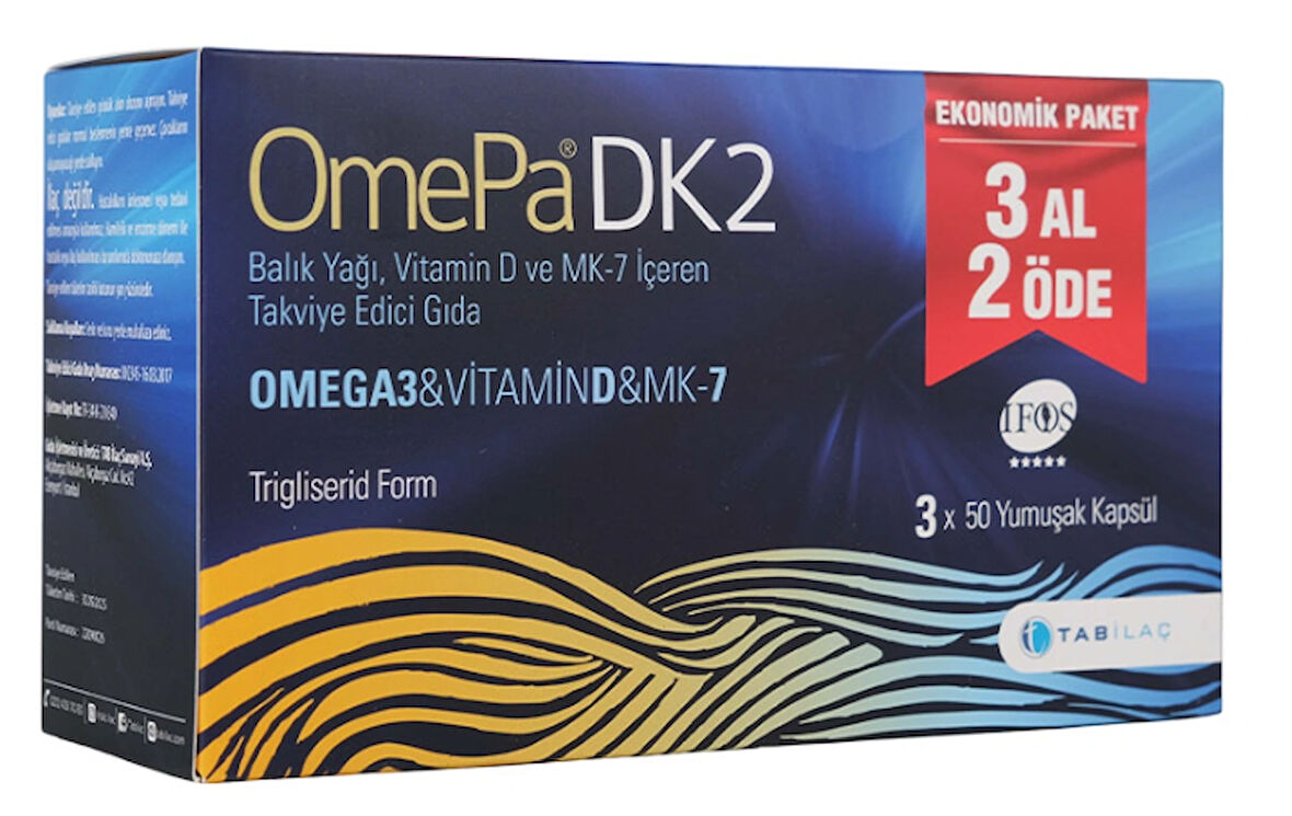 Omepa DK2 Omega 3 & Vitamin D & Menaq7 50 Yumuşak Kapsül - 3 Al 2 Öde