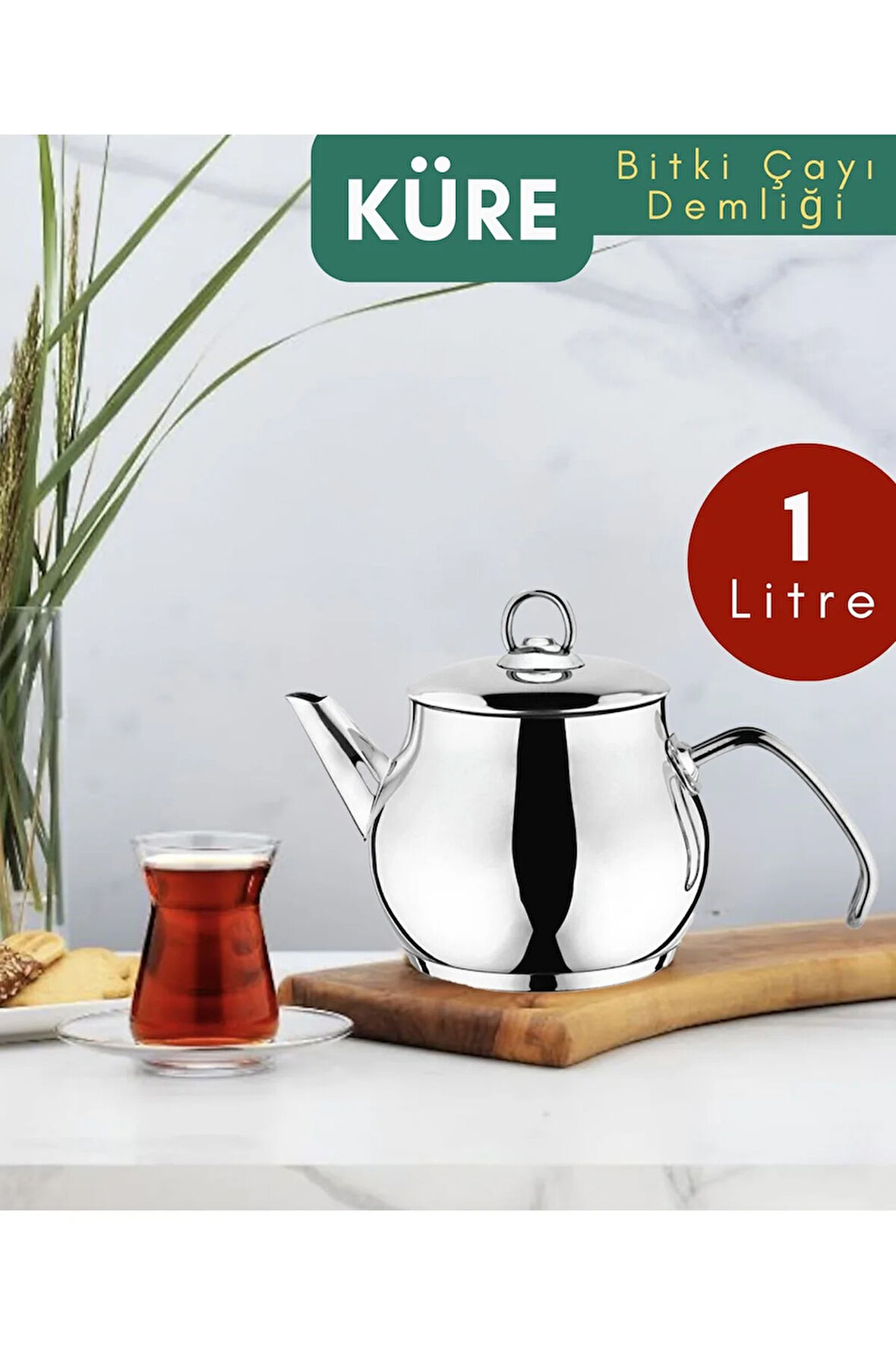 Küre 1.00 Lt. Paslanmaz Çelik Bitki Çayı Demliği