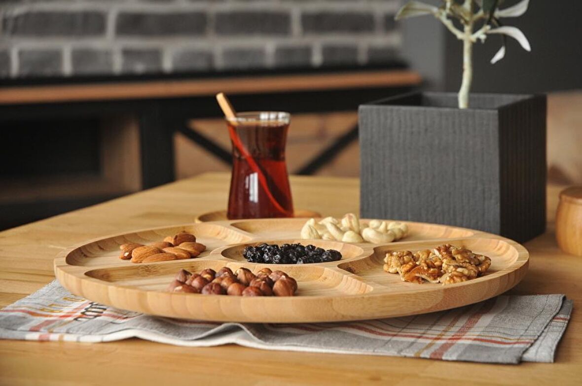 Bambum victoria dönen servis tabağı - çerezlik kahvaltılık 33 cm.