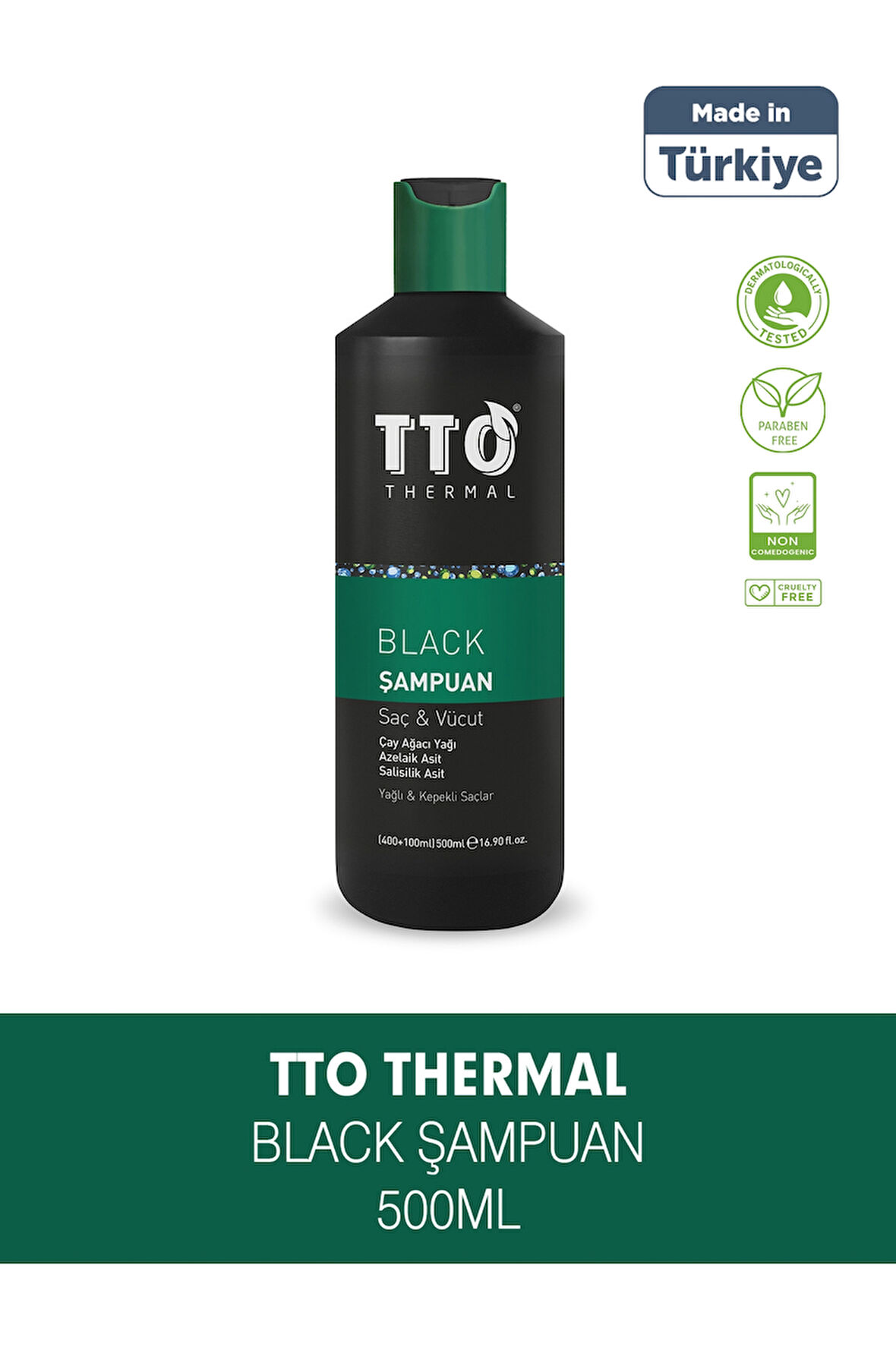 Tto Saç Ve Vücut Şampuanı 500 ml Black ( Çay Ağacı Yağı / Tea Tree Oıl)