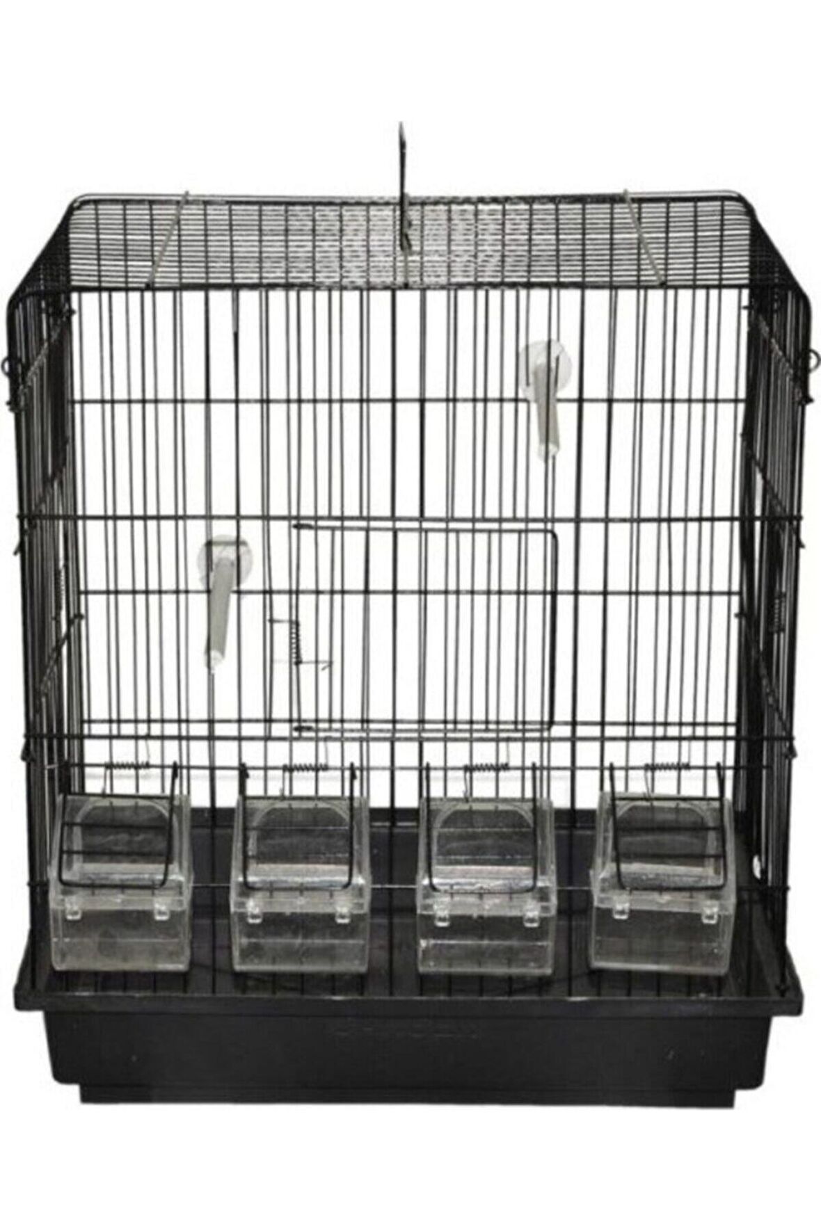 4 Yemlikli Siyah Kanarya Kafesi+Tül+Suluk+Mamalık+Gaga Taşı