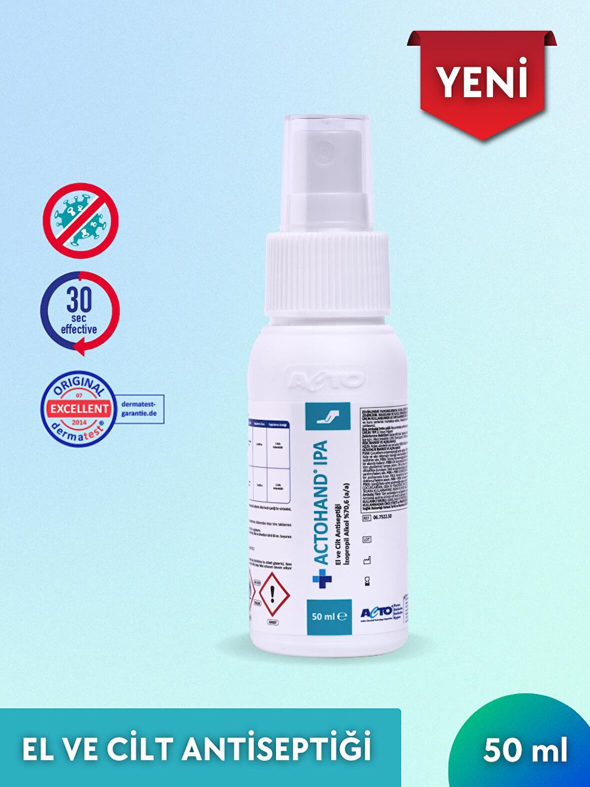 ACTOHAND® IPA 50 ml | El ve Cilt Antiseptiği - İzopropil Alkol 75 % (v/v)