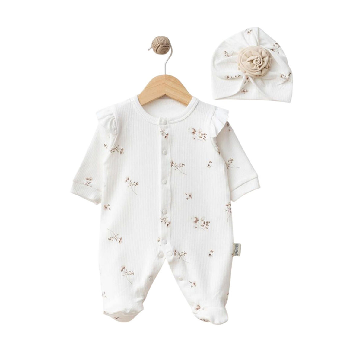 Sebi Bebe Güllü Şapkalı Bebek Tulumu 1108