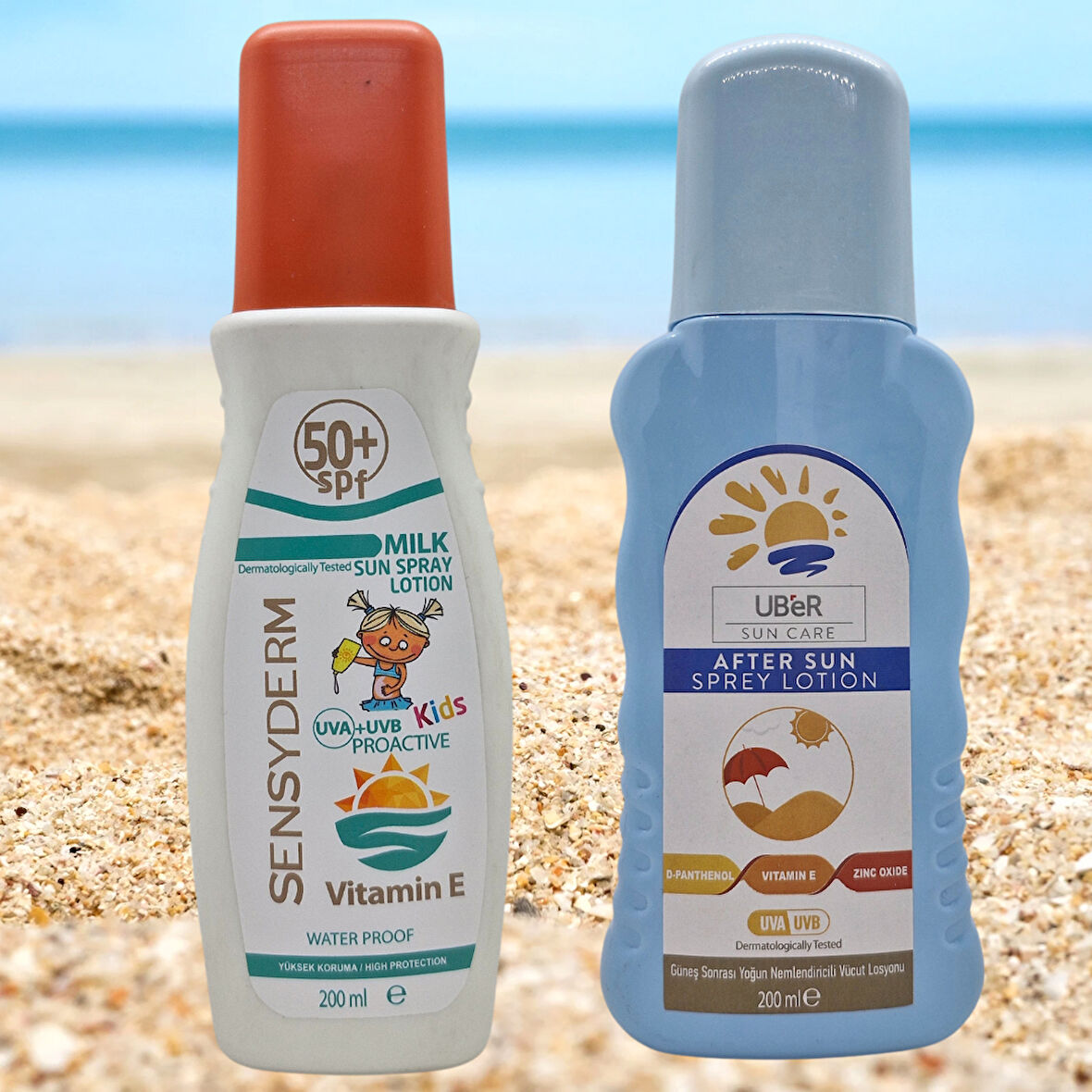 Sensyderm Kids SPF50+ Güneş Sütü + Uber After Sun Sprey Losyon (200 + 200 mL)