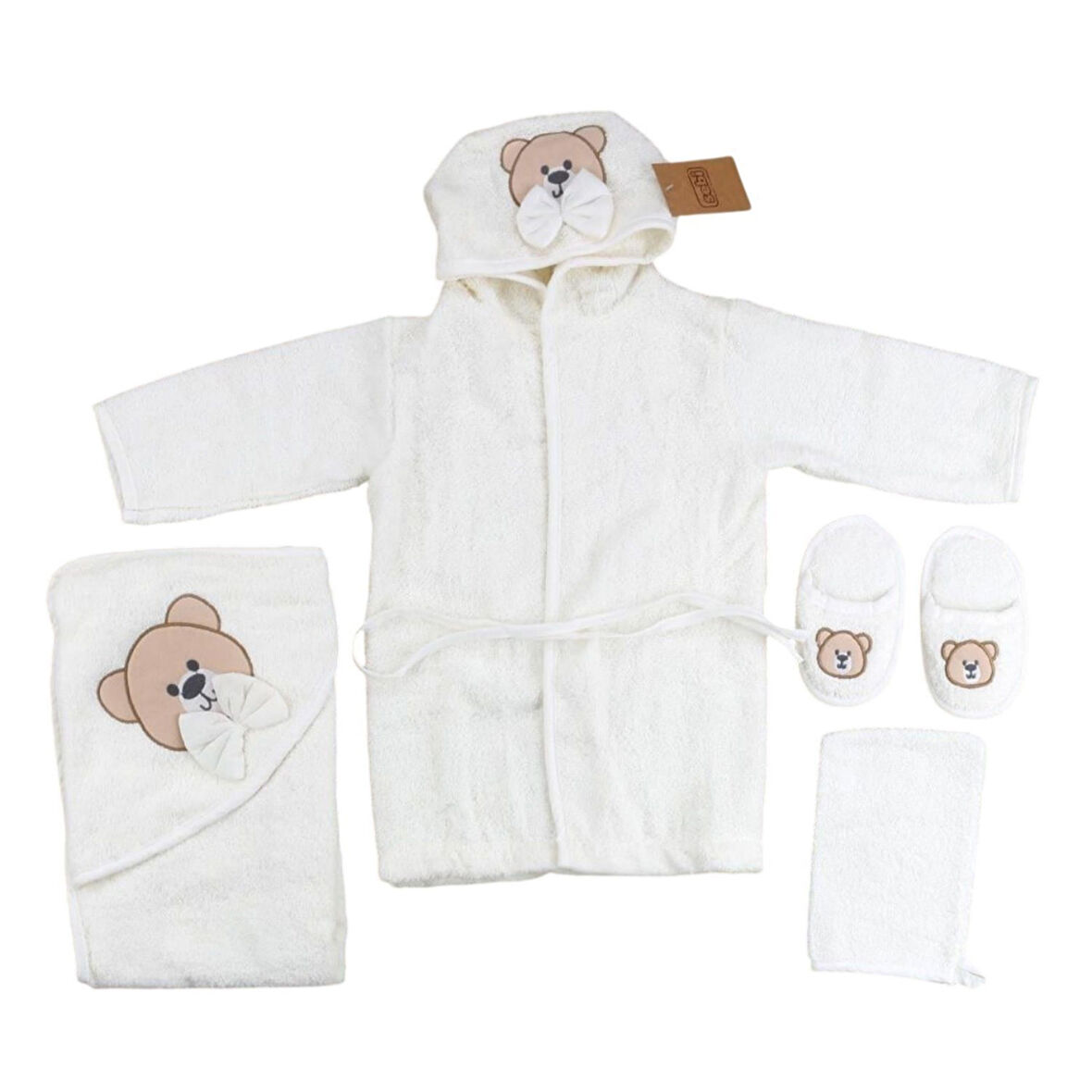 Sebi Ayı Desenli Bebek Bornoz Takımı 134