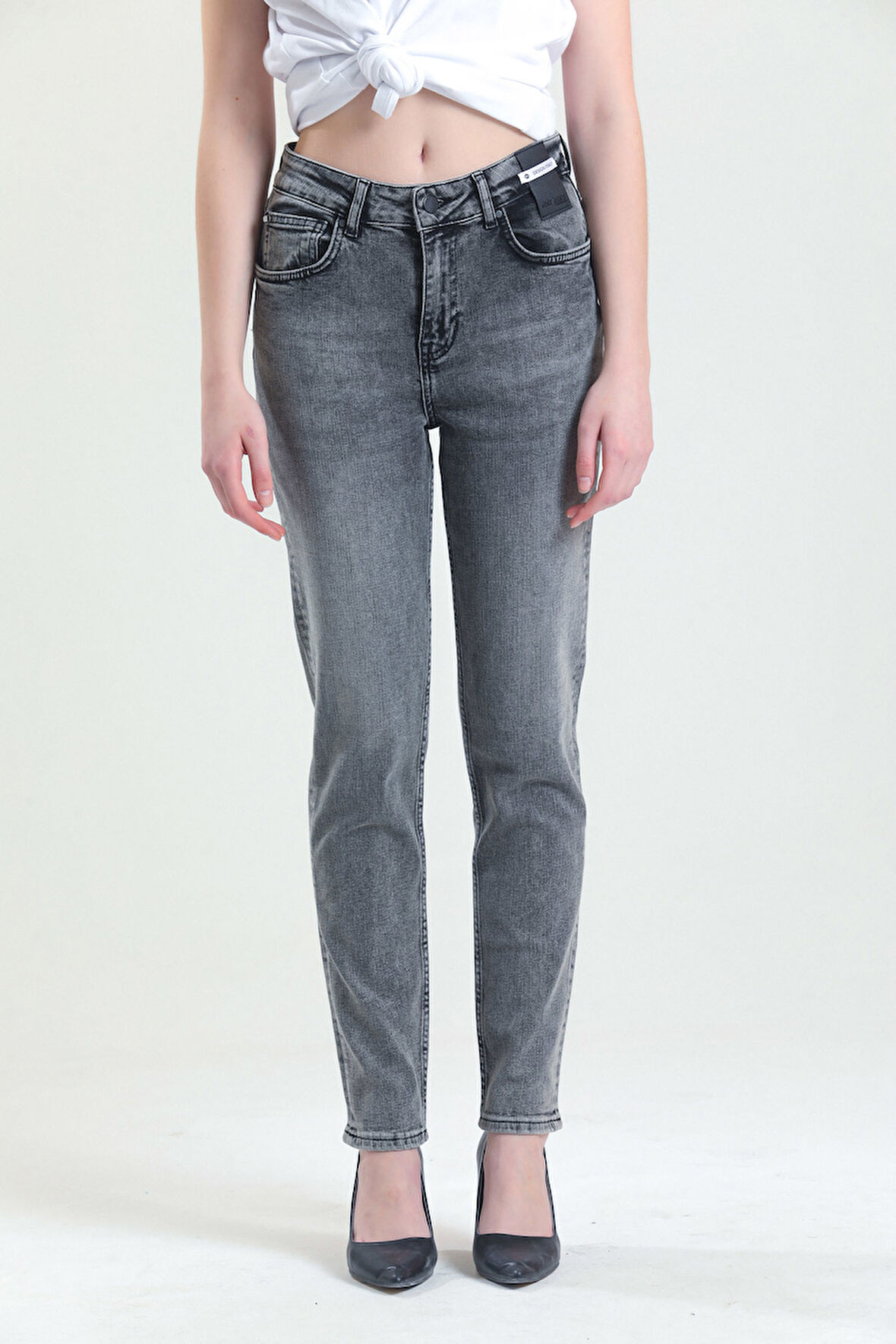 Slim MOM Günlük Kadın Strech Jean Normal Bel Traditional 5 Cep Denim Pantolon 