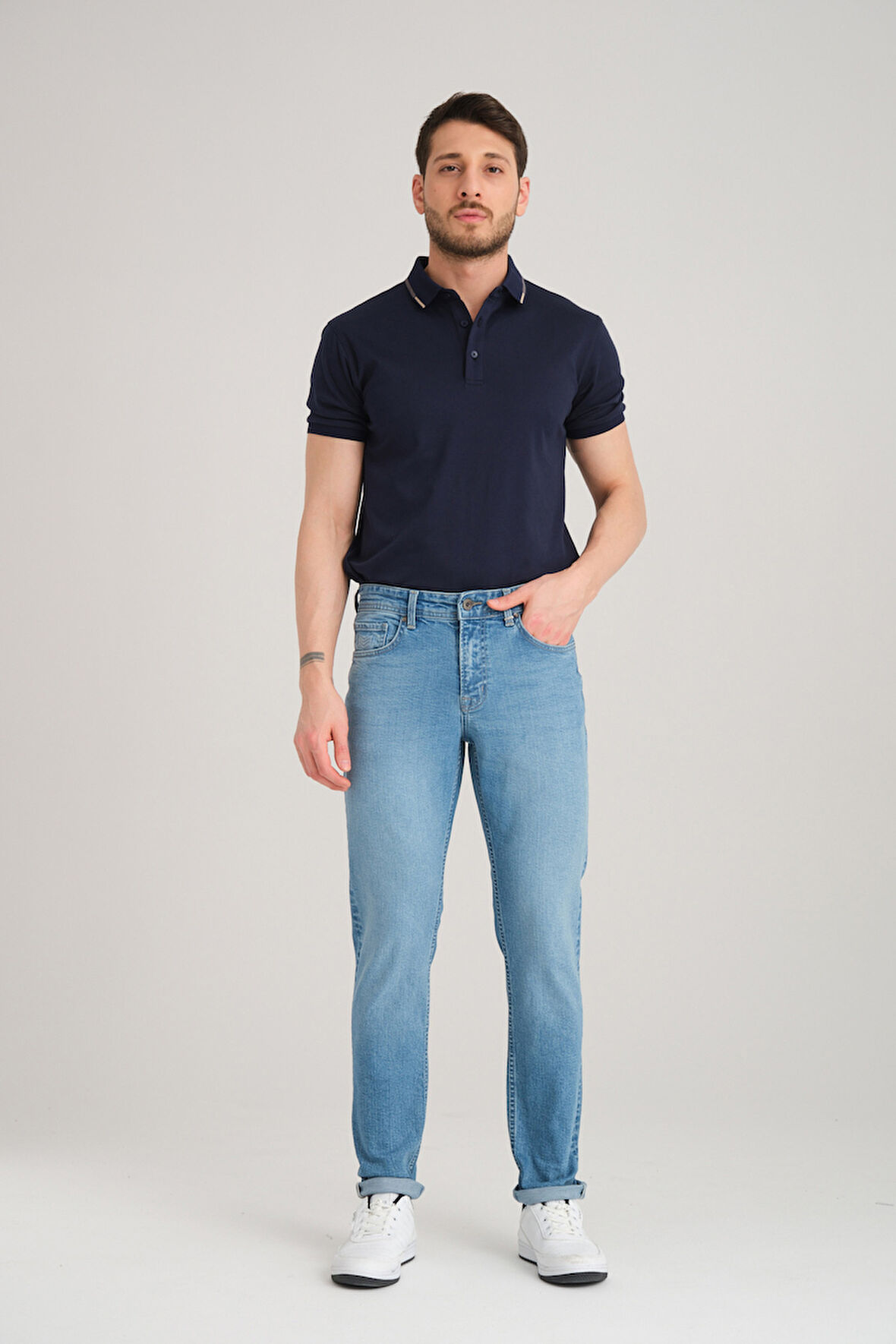 Slim D268 Günlük Erkek Straight Strech Jean Normal Bel Young 5 Cep Denim Pantolon 