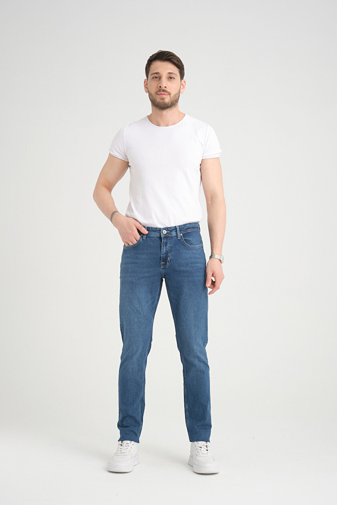 Slim D285 Günlük Erkek Straight Strech Jean Normal Bel Young 5 Cep Denim Pantolon 