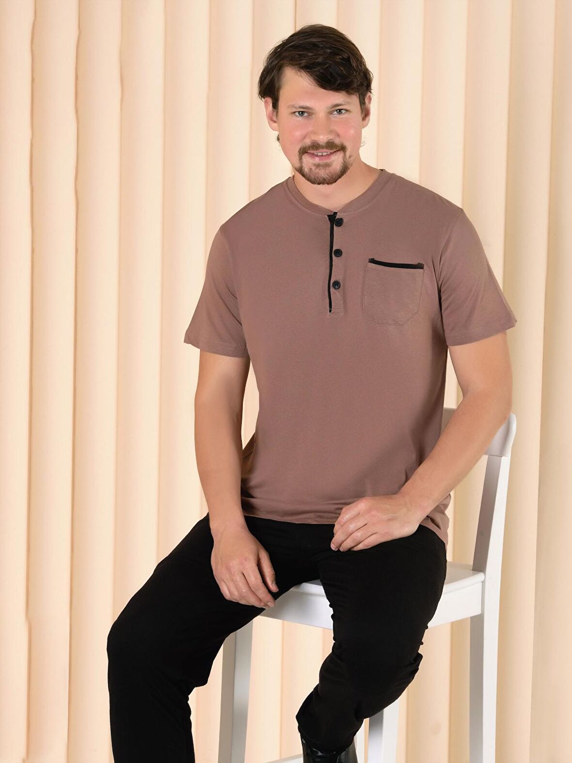 Over Sleep 223 Erkek Pamuk Kısa Kol Pijama Takım