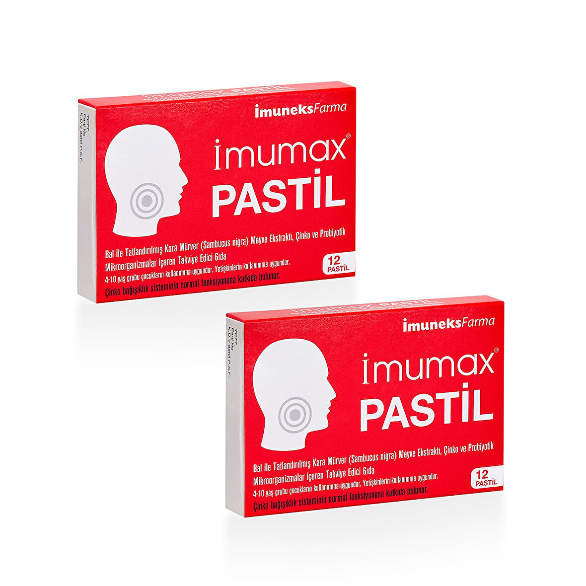 İmuneks Farma İmumax Pastil Ballı, Çinko ve Probiyotik içeren Gıda Takviyesi 12 Pastil x 2 Adet