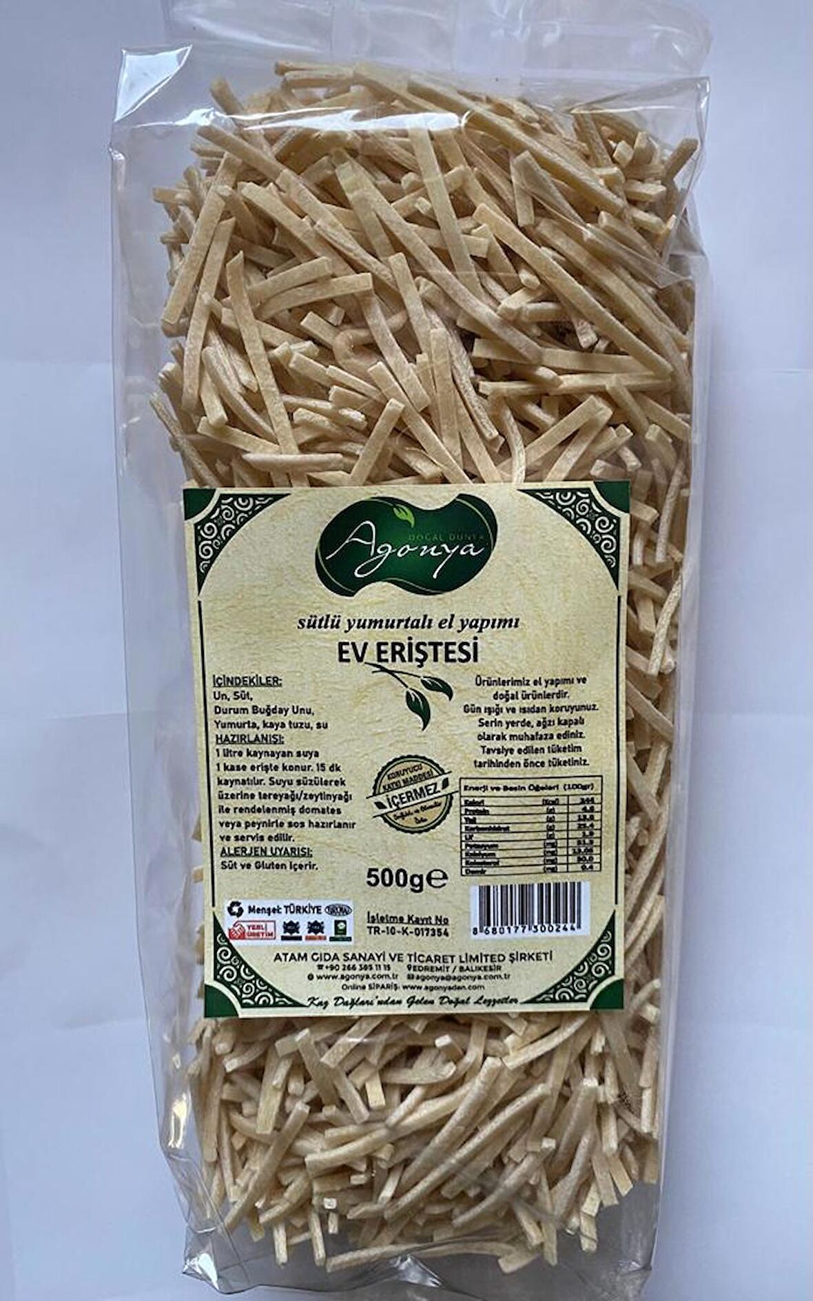 AGONYA Sade Ev Eriştesi 500 g