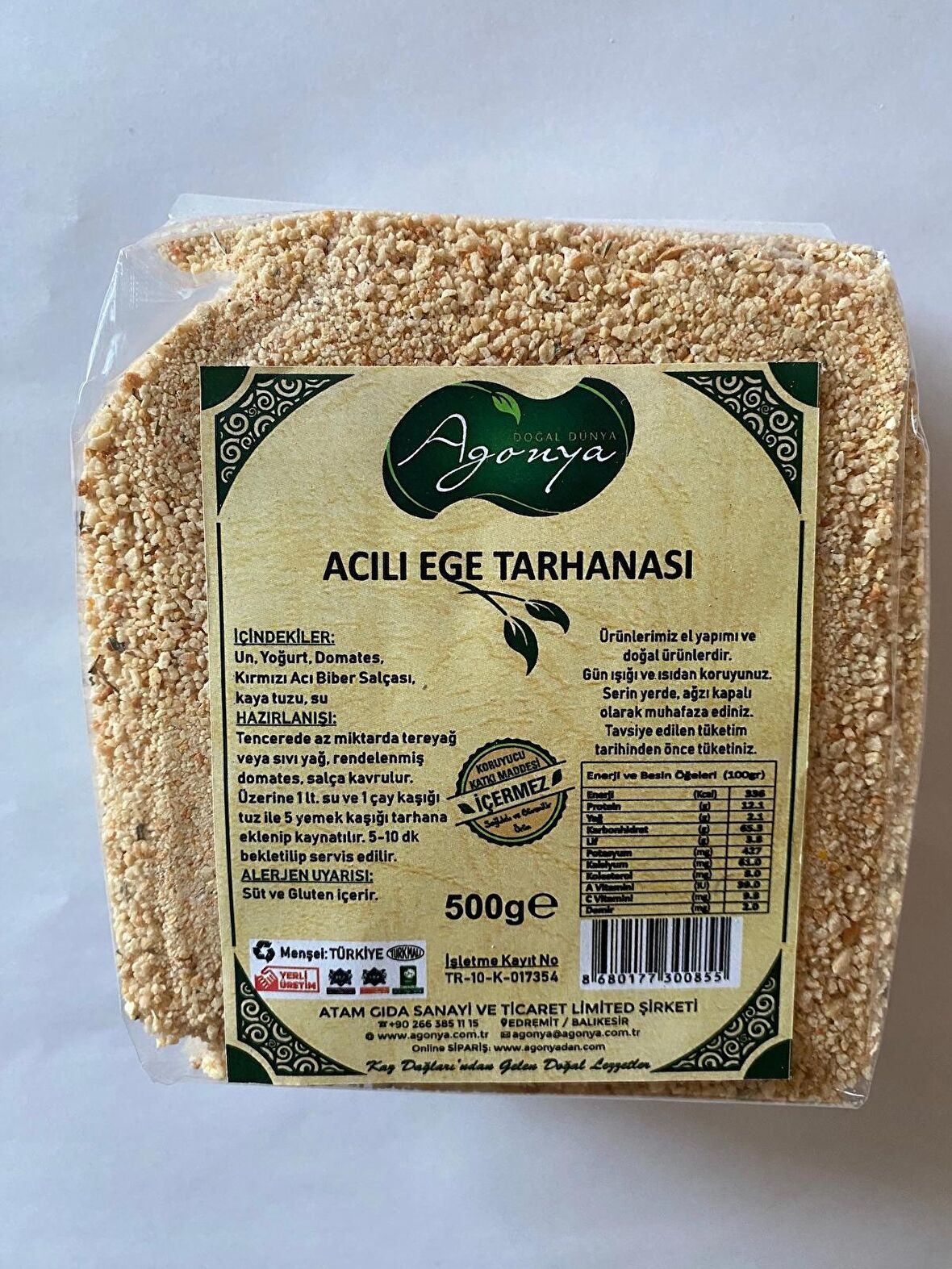 AGONYA Acılı Ege Tarhanası 500 g