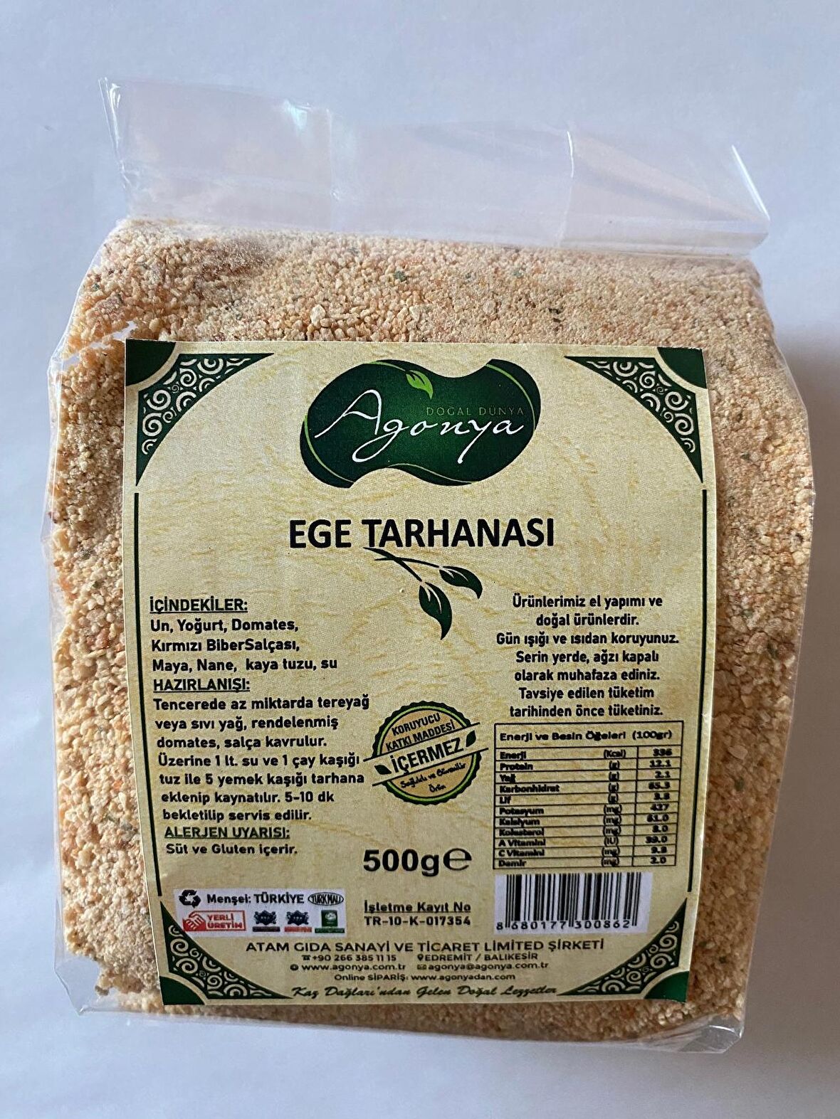 AGONYA Ege tarhanası (Naneli) 500 g