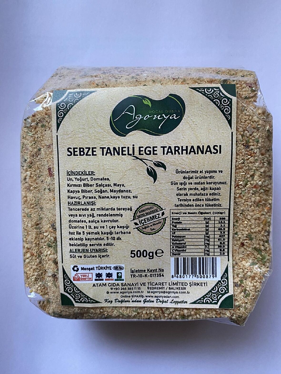 AGONYA Sebze Taneli Ege Tarhanası 500 g