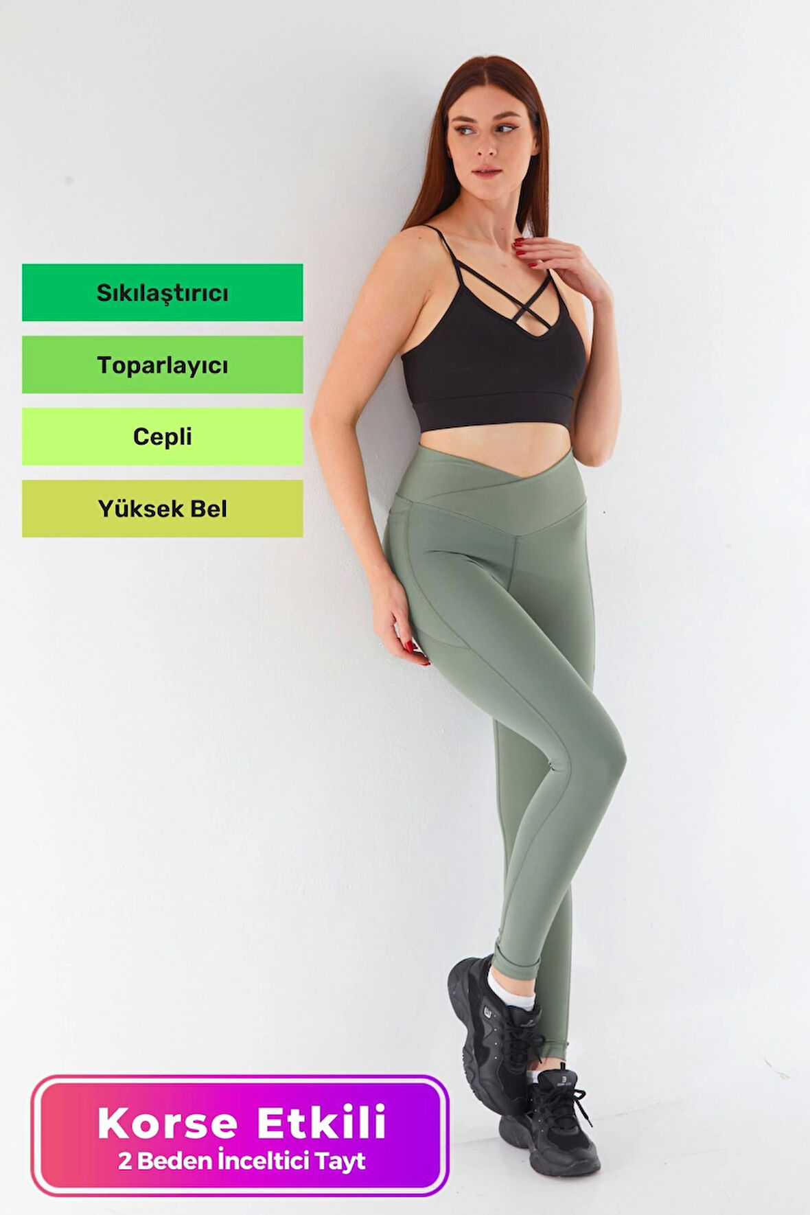 Yeni Sezon Yüksek Bel Sıkılaştırıcı Toparlayıcı Cepli Fitness Gym Training Korse İç Göstermez Tayt