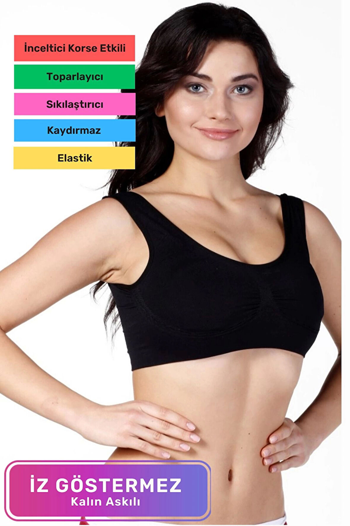 Özel Üretim Rahat Sıkılaştırıcı Toparlayıcı Şekillendirici Kadın Dikişsiz Kalın Askılı Pedli Bustiyer