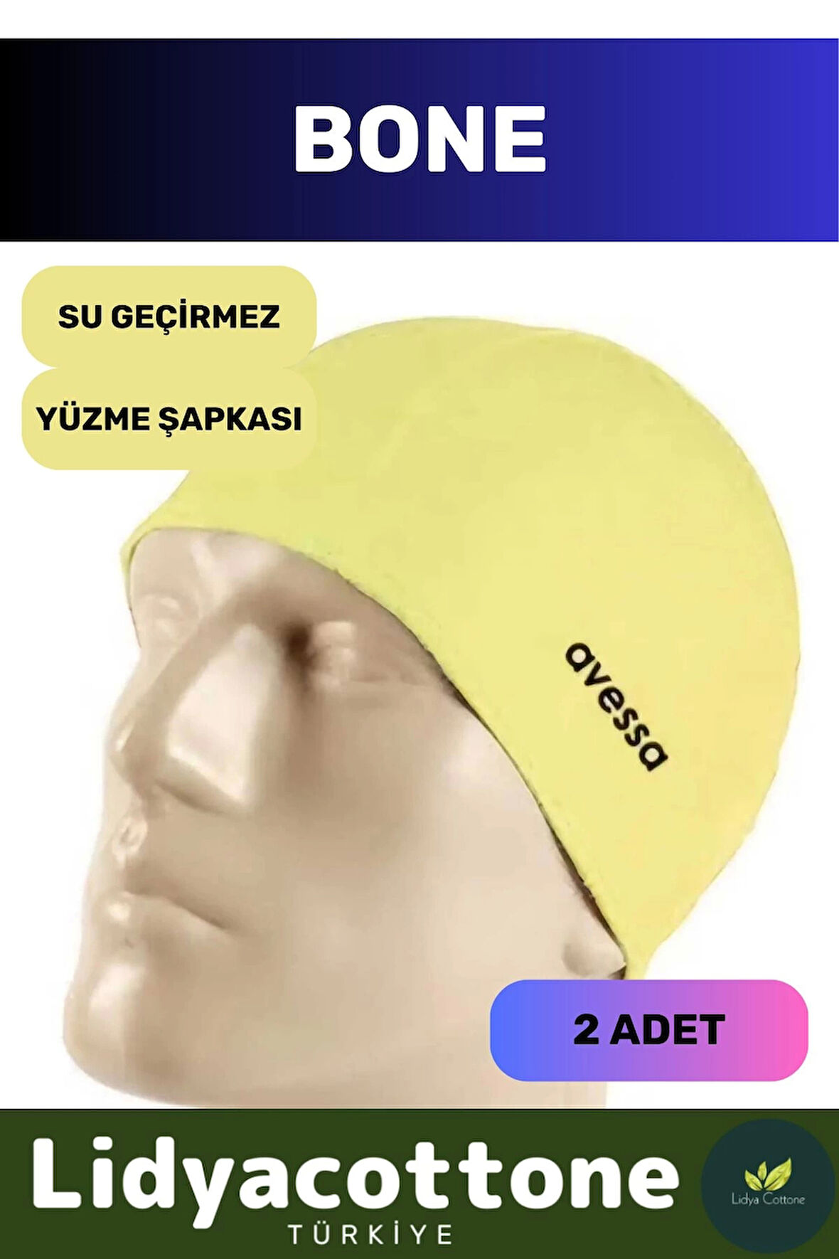 Likralı Silikon Havuz Ve Deniz Yüzücü Deniz Havuz Bonesi Su Geçirmez Yüzme Şapkası 2'li Set