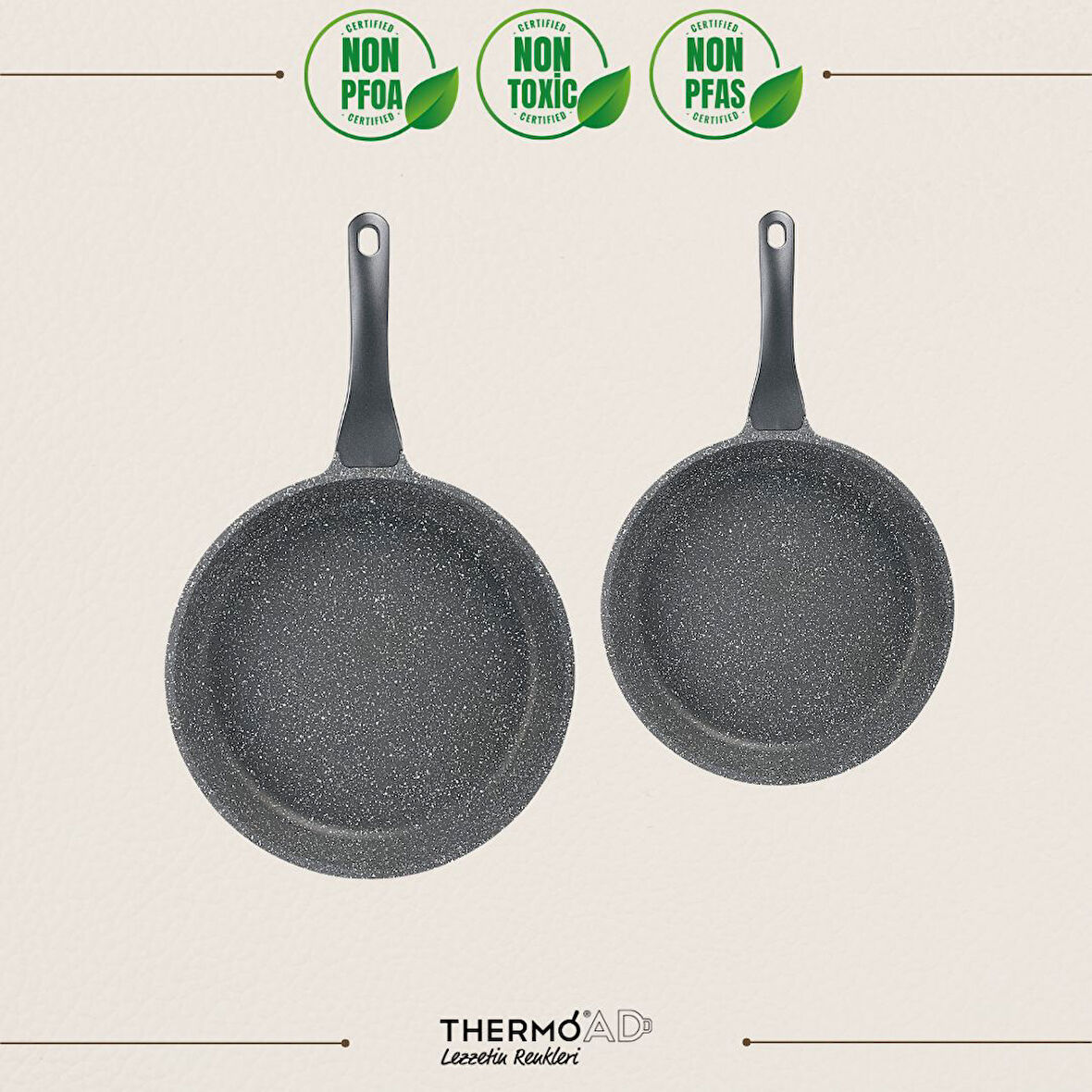 ThermoAD | Tava Seti | Midas Serisi | 2 Parça | Gri | 20cm-26cm