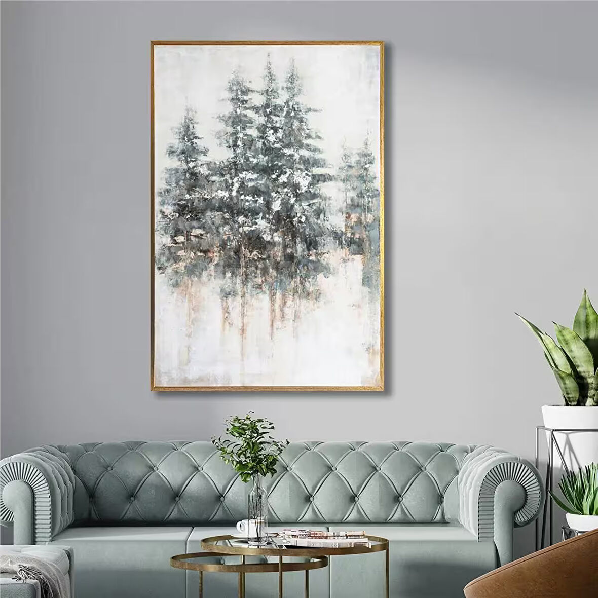 Yağlı Boya Dokulu Tablo Soyut Ağaçlar Manzara U01001