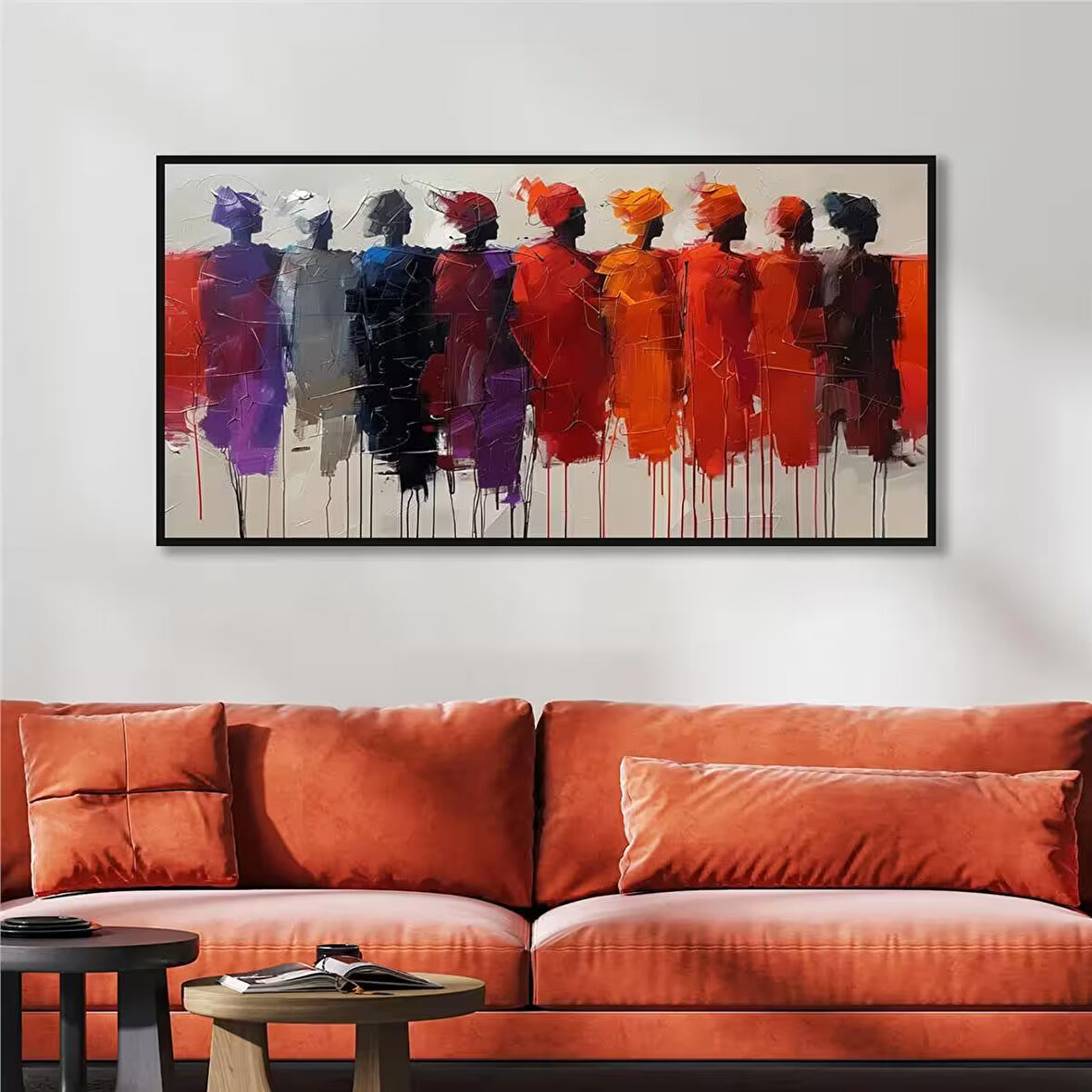 Yağlı Boya Dokulu Tablo Modern Soyut İnsanlar U05007