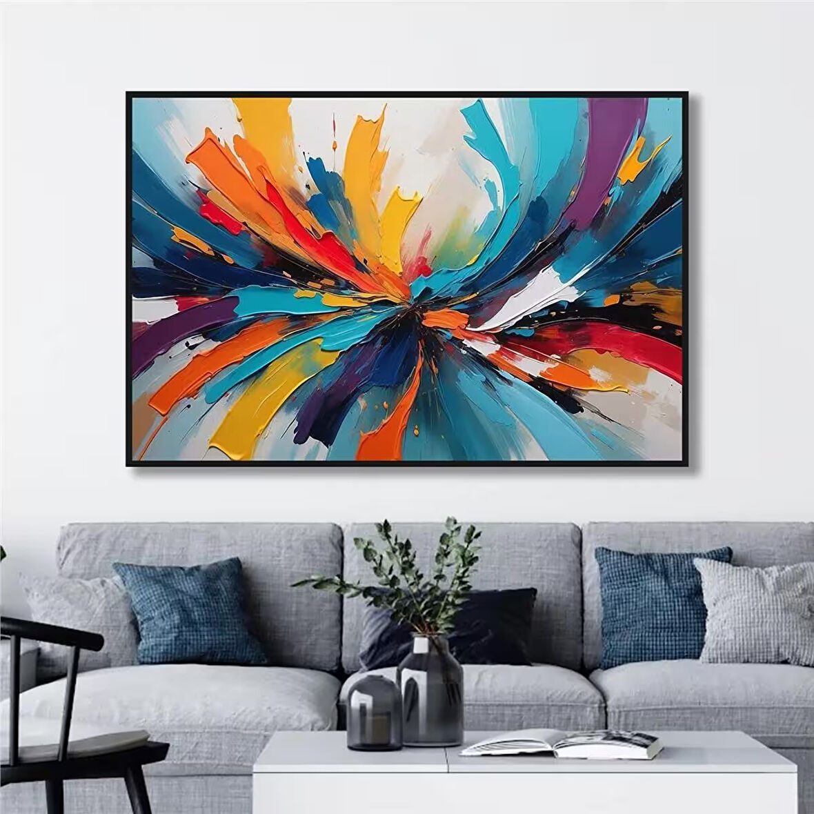 Yağlı Boya Dokulu Tablo Renkli Boyalar Soyut U08079