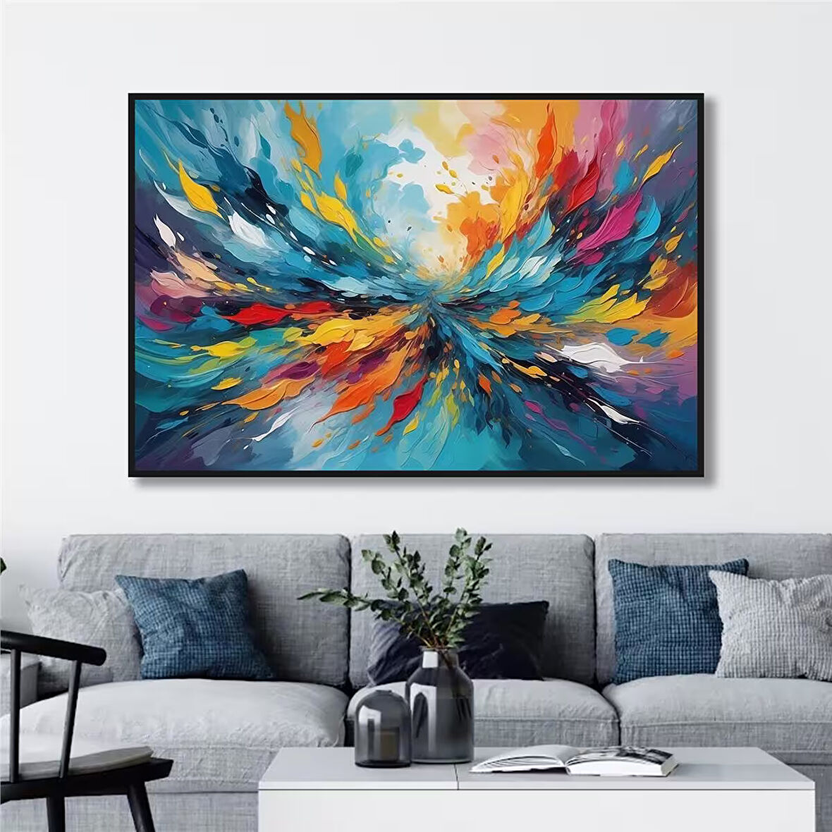 Yağlı Boya Dokulu Tablo Renkli Boyalar Soyut U08080