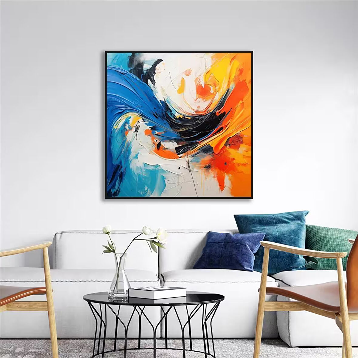 Yağlı Boya Dokulu Tablo Renkli Soyut U08095