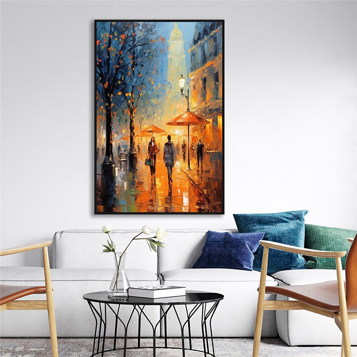 Yağlı Boya Dokulu Tablo Modern Paris Sokak U09013