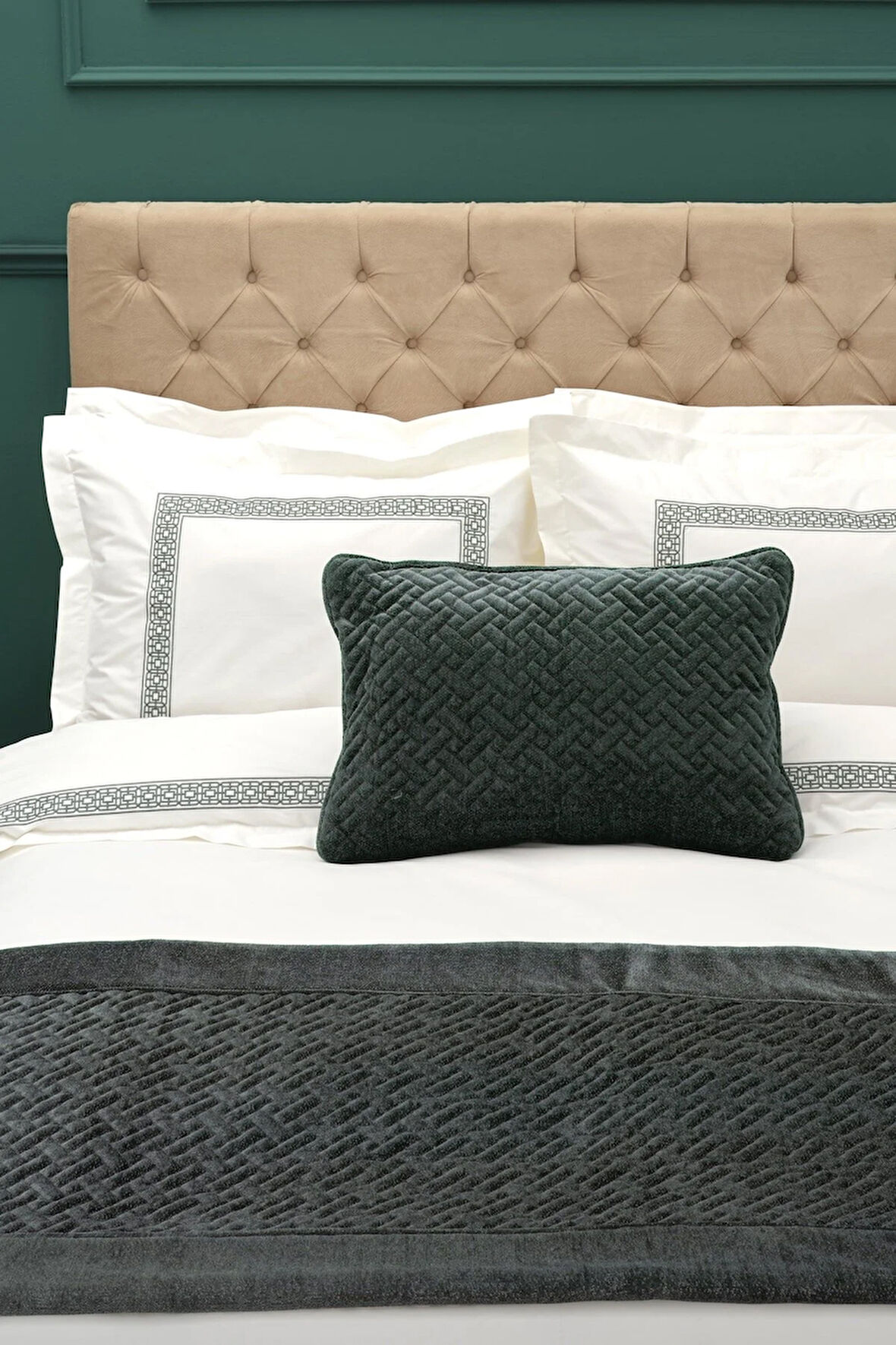 Karaca Home White Col Bruce Petrol Yatak Runner Set